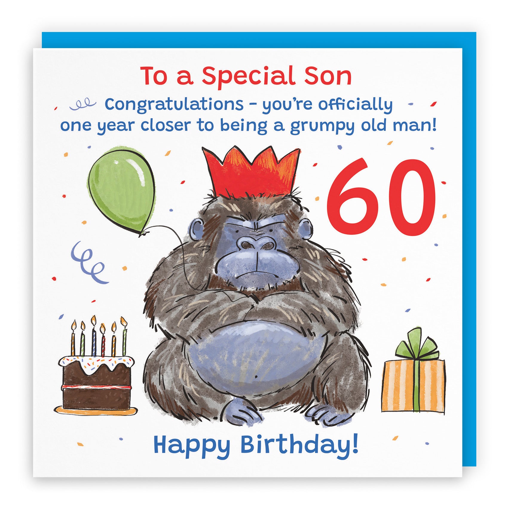 60th Son Birthday Card Grumpy Gorilla Animal Party - Default Title (RM00645)