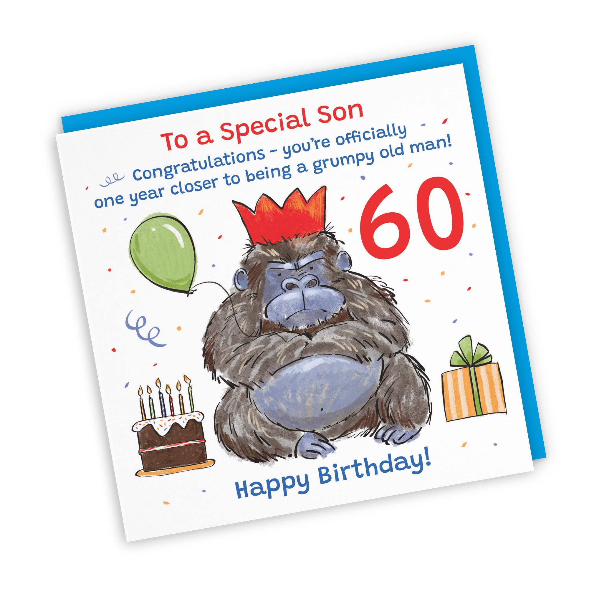 60th Son Birthday Card Grumpy Gorilla Animal Party - Default Title (RM00645)