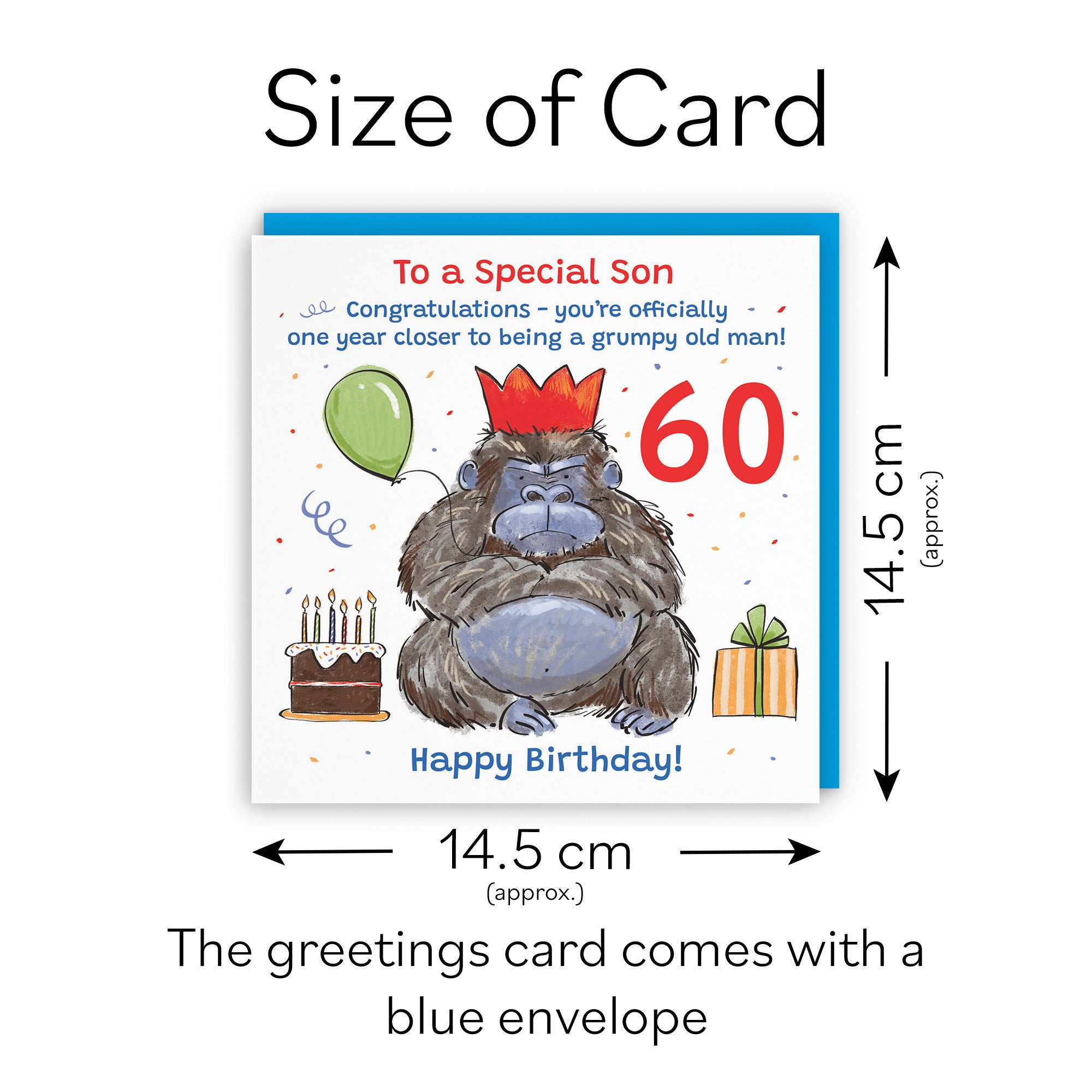 60th Son Birthday Card Grumpy Gorilla Animal Party - Default Title (RM00645)