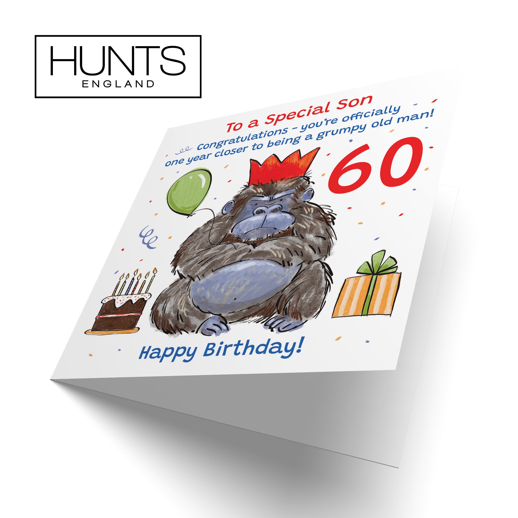 60th Son Birthday Card Grumpy Gorilla Animal Party - Default Title (RM00645)