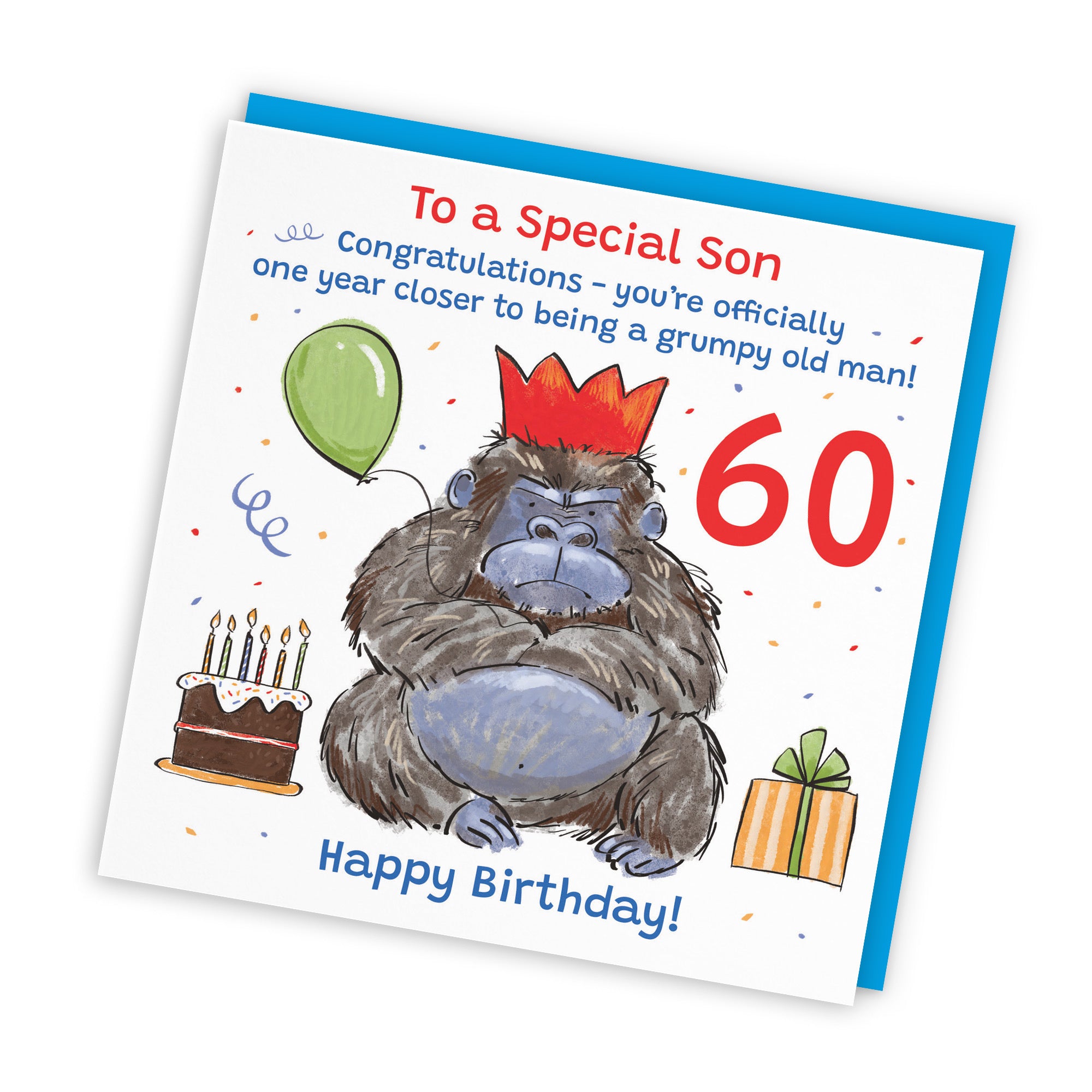 60th Son Birthday Card Grumpy Gorilla Animal Party - Default Title (RM00645)