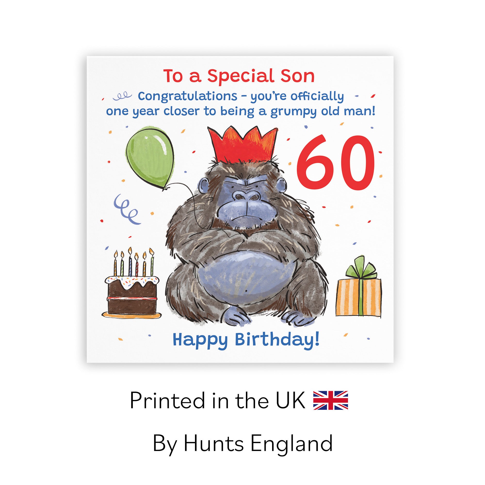60th Son Birthday Card Grumpy Gorilla Animal Party - Default Title (RM00645)
