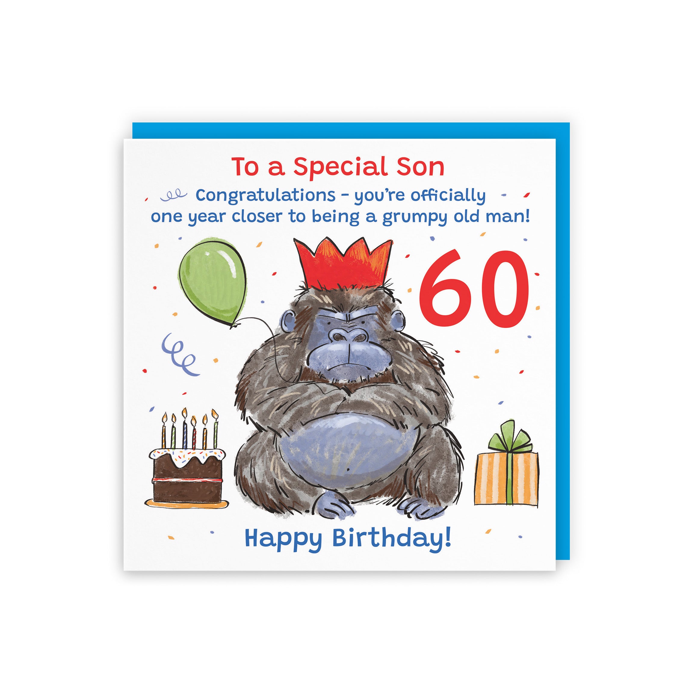 60th Son Birthday Card Grumpy Gorilla Animal Party - Default Title (RM00645)