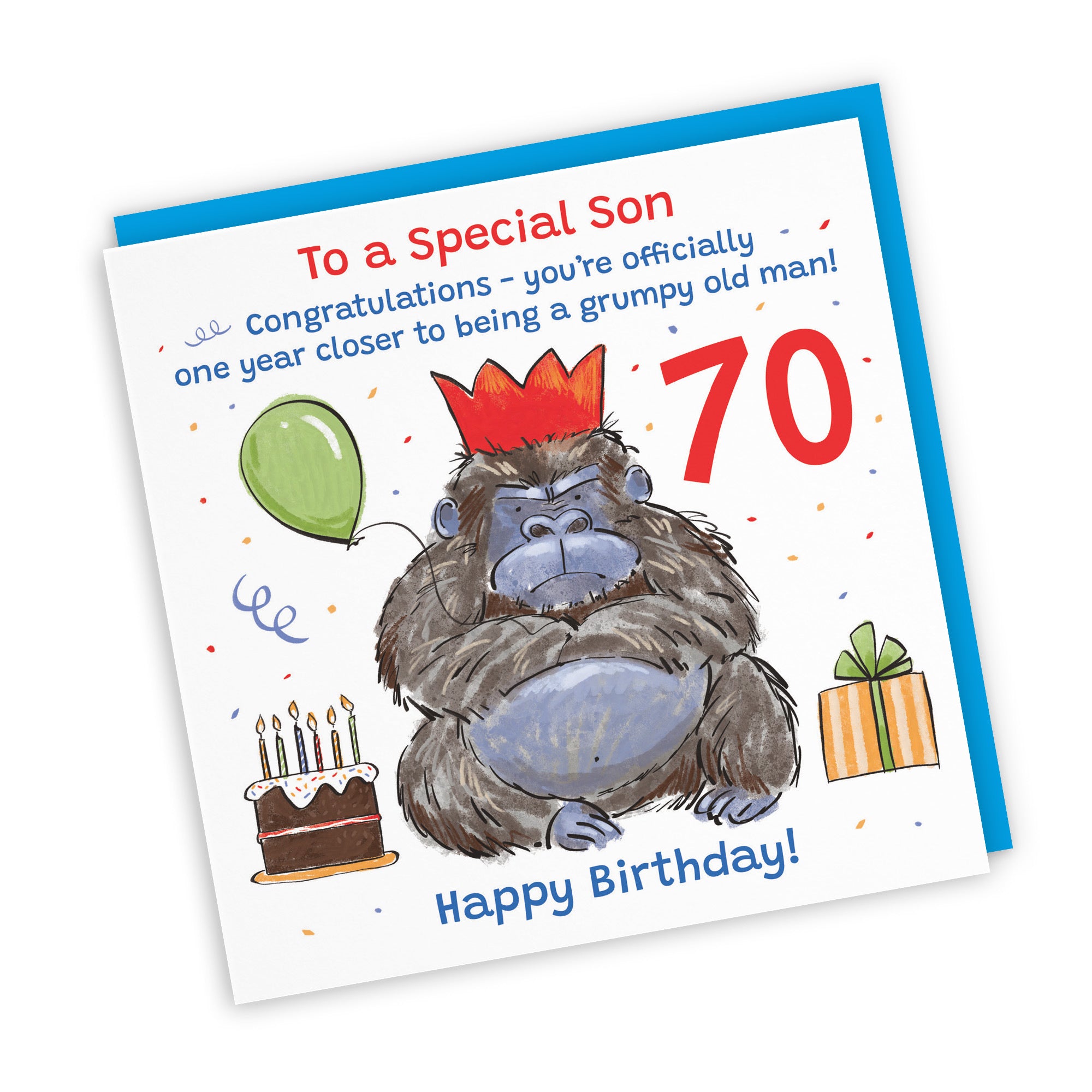 70th Son Birthday Card Grumpy Gorilla Animal Party - Default Title (RM00646)