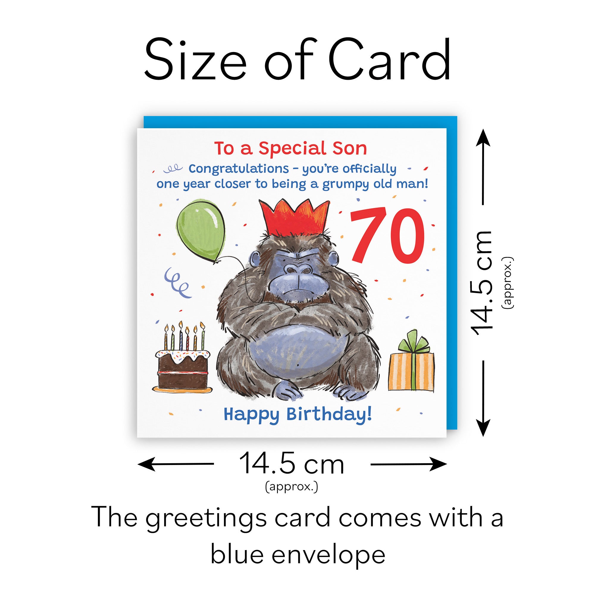 70th Son Birthday Card Grumpy Gorilla Animal Party - Default Title (RM00646)