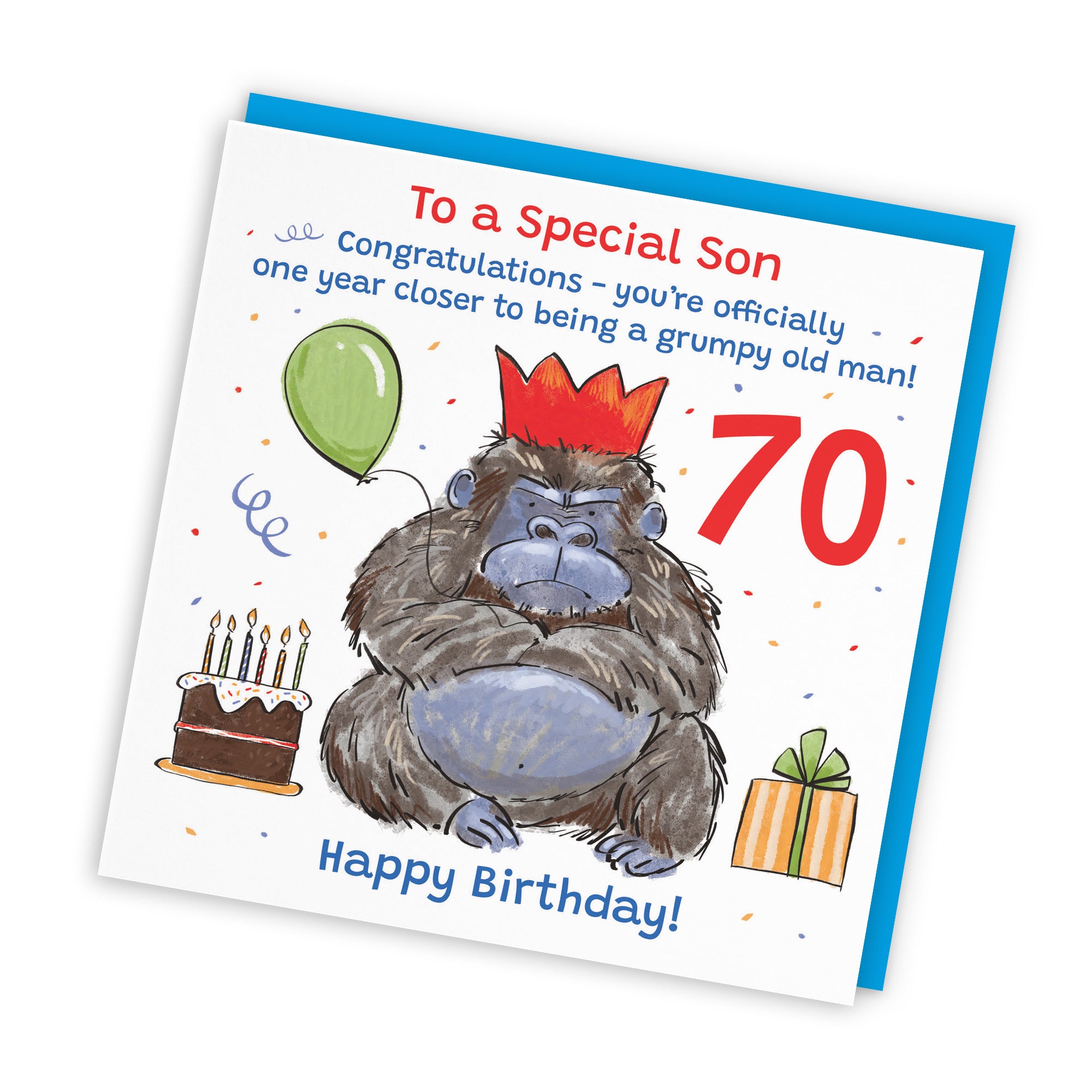 70th Son Birthday Card Grumpy Gorilla Animal Party - Default Title (RM00646)