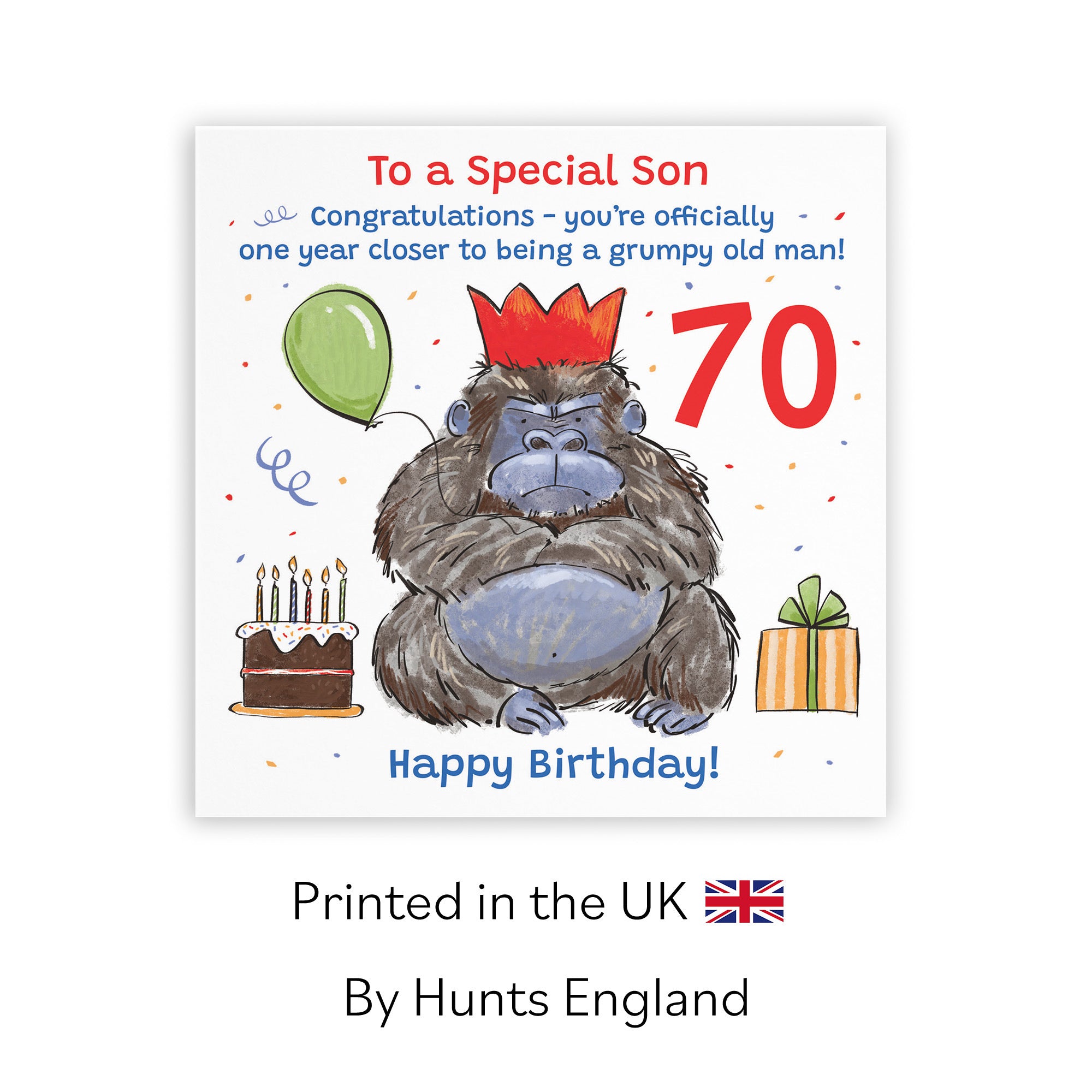 70th Son Birthday Card Grumpy Gorilla Animal Party - Default Title (RM00646)