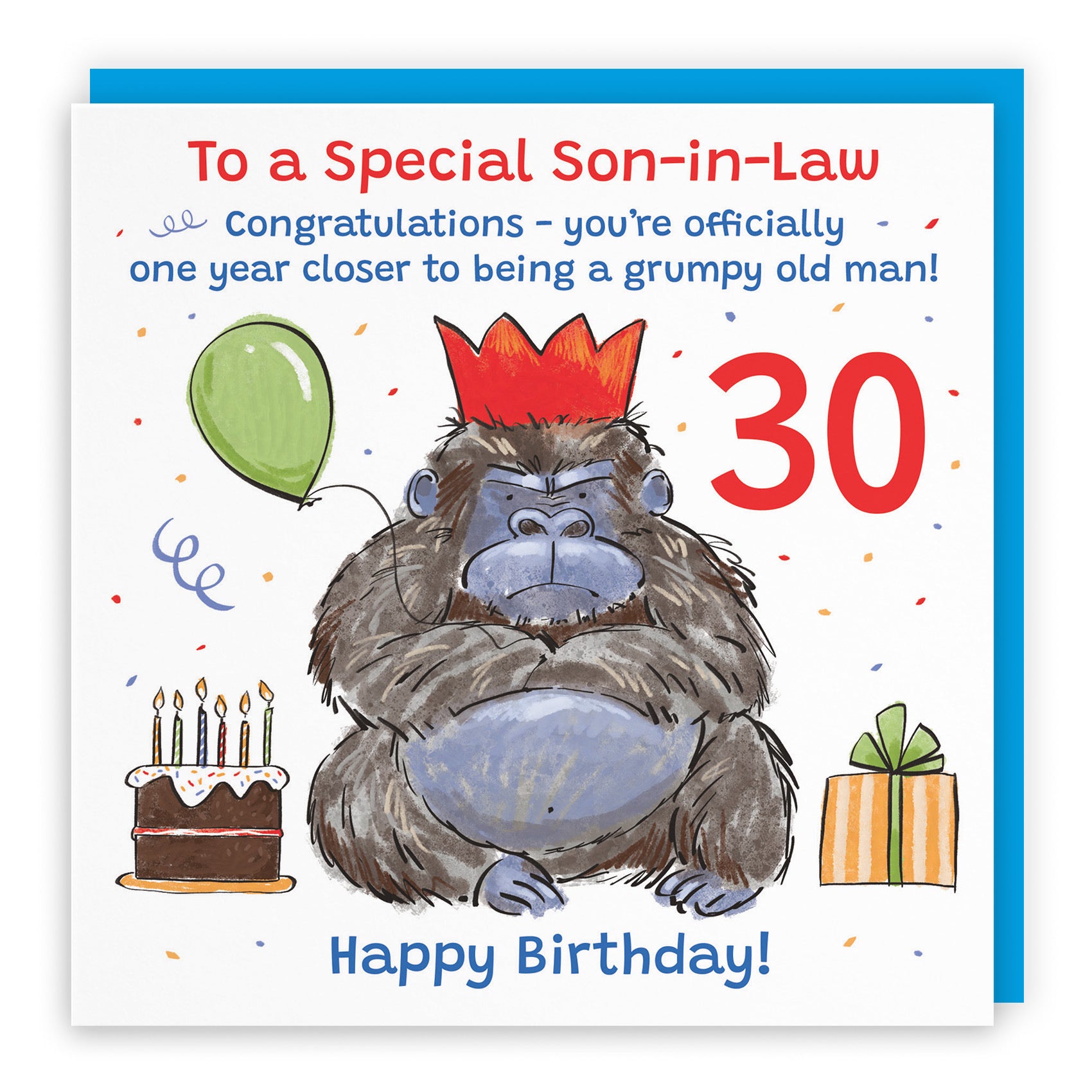 30th Son-in-Law Birthday Card Grumpy Gorilla Animal Party - Default Title (RM00647)