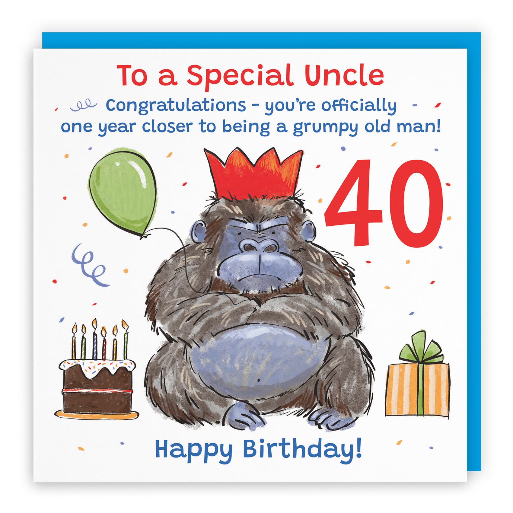40th Uncle Birthday Card Grumpy Gorilla Animal Party - Default Title (RM00653)