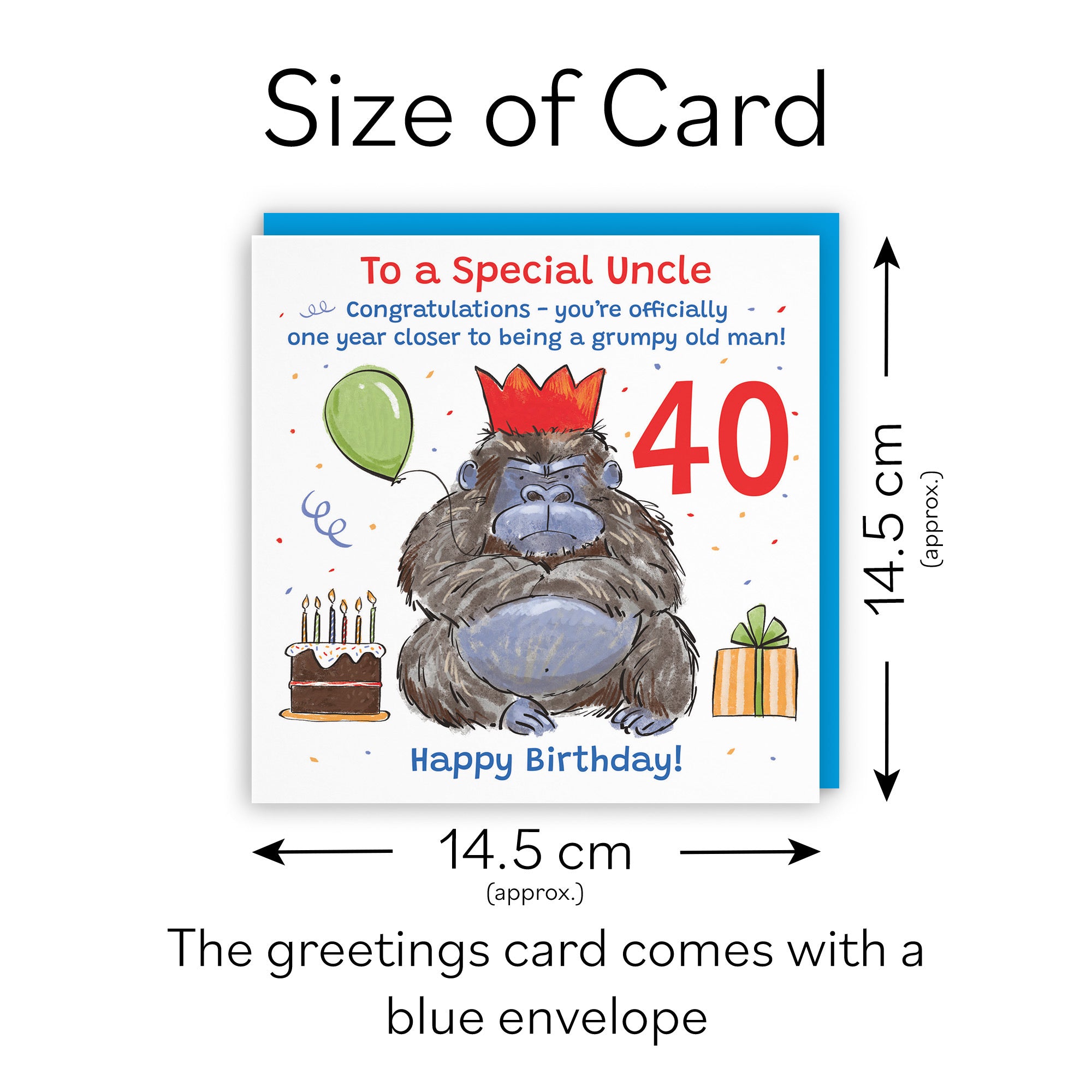 40th Uncle Birthday Card Grumpy Gorilla Animal Party - Default Title (RM00653)