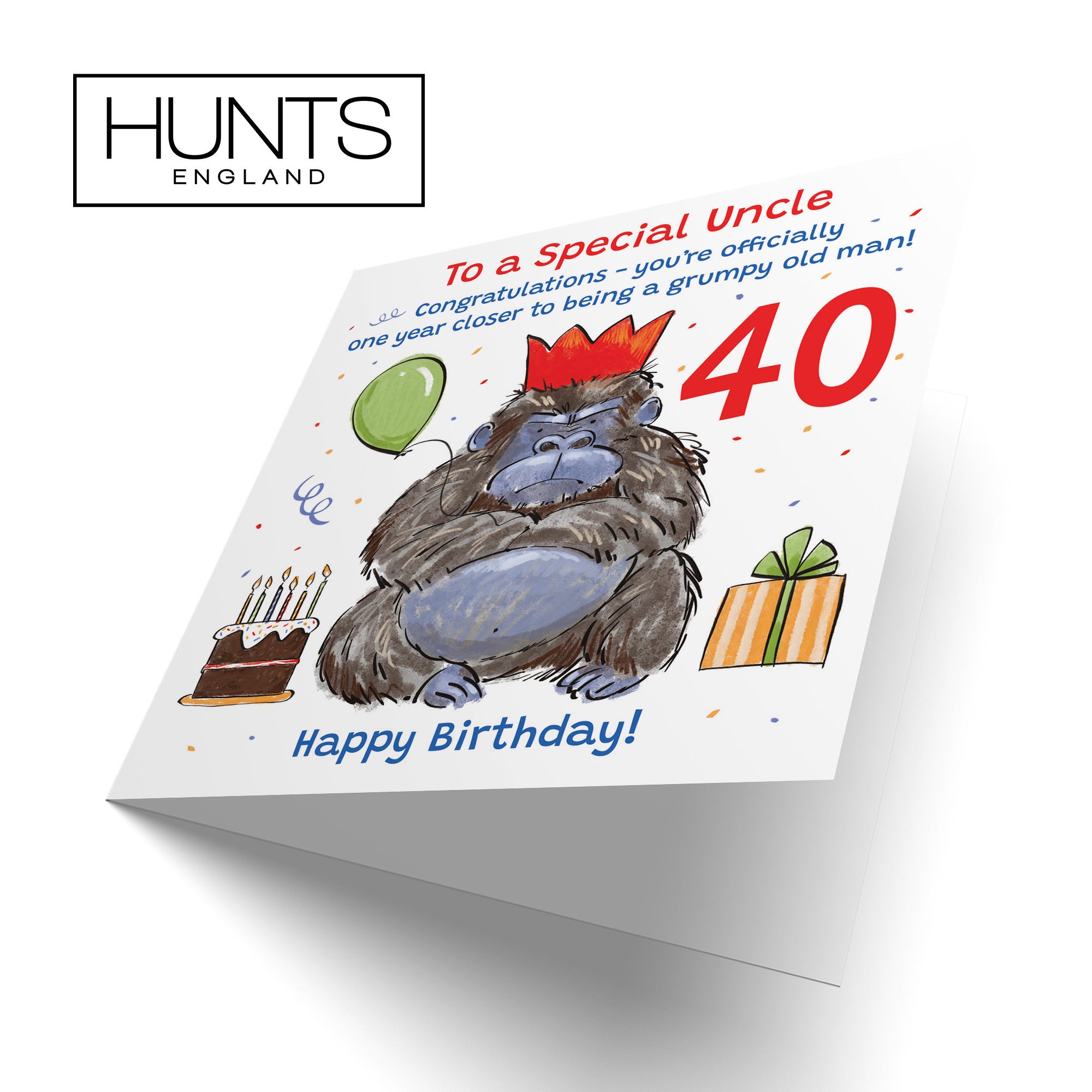 40th Uncle Birthday Card Grumpy Gorilla Animal Party - Default Title (RM00653)