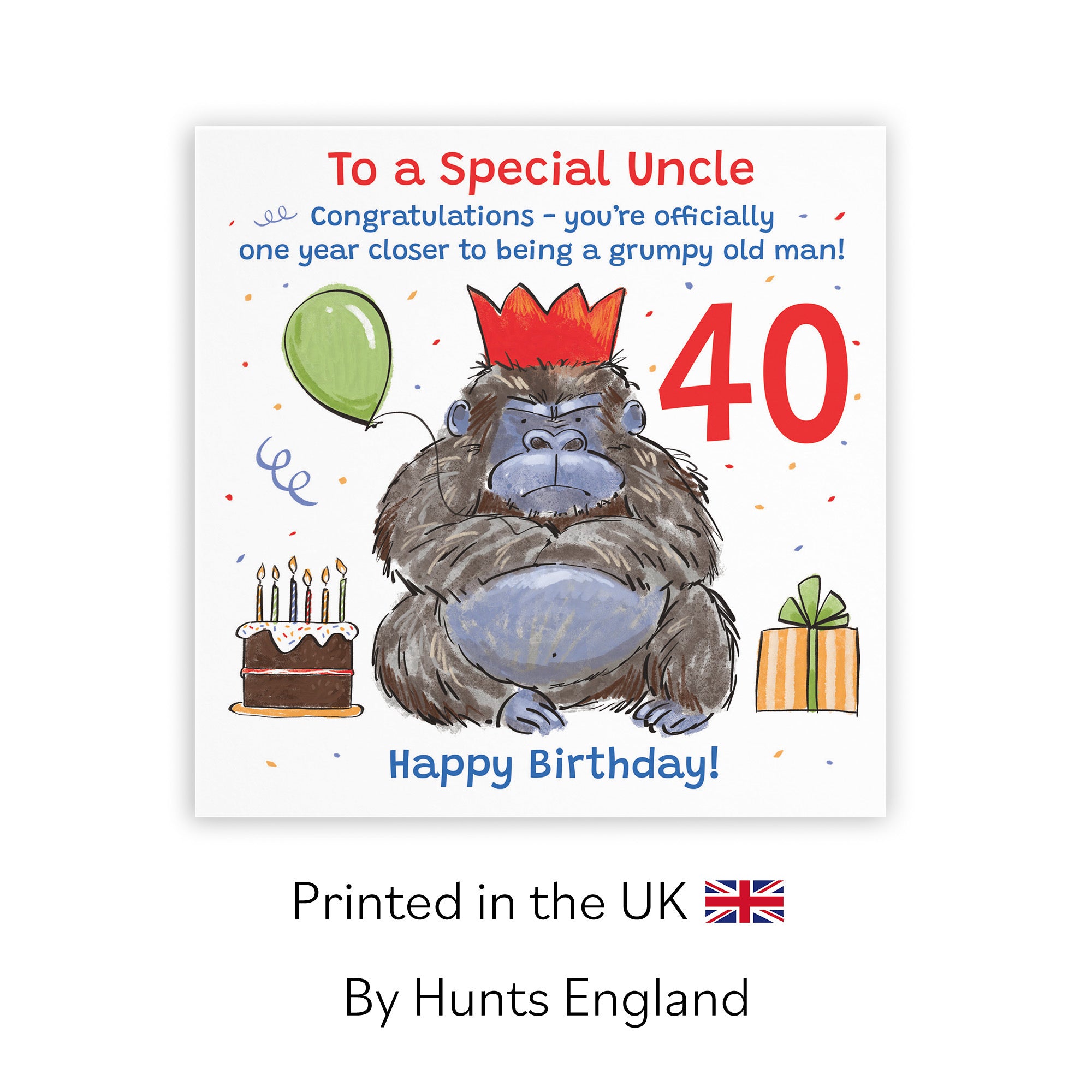 40th Uncle Birthday Card Grumpy Gorilla Animal Party - Default Title (RM00653)