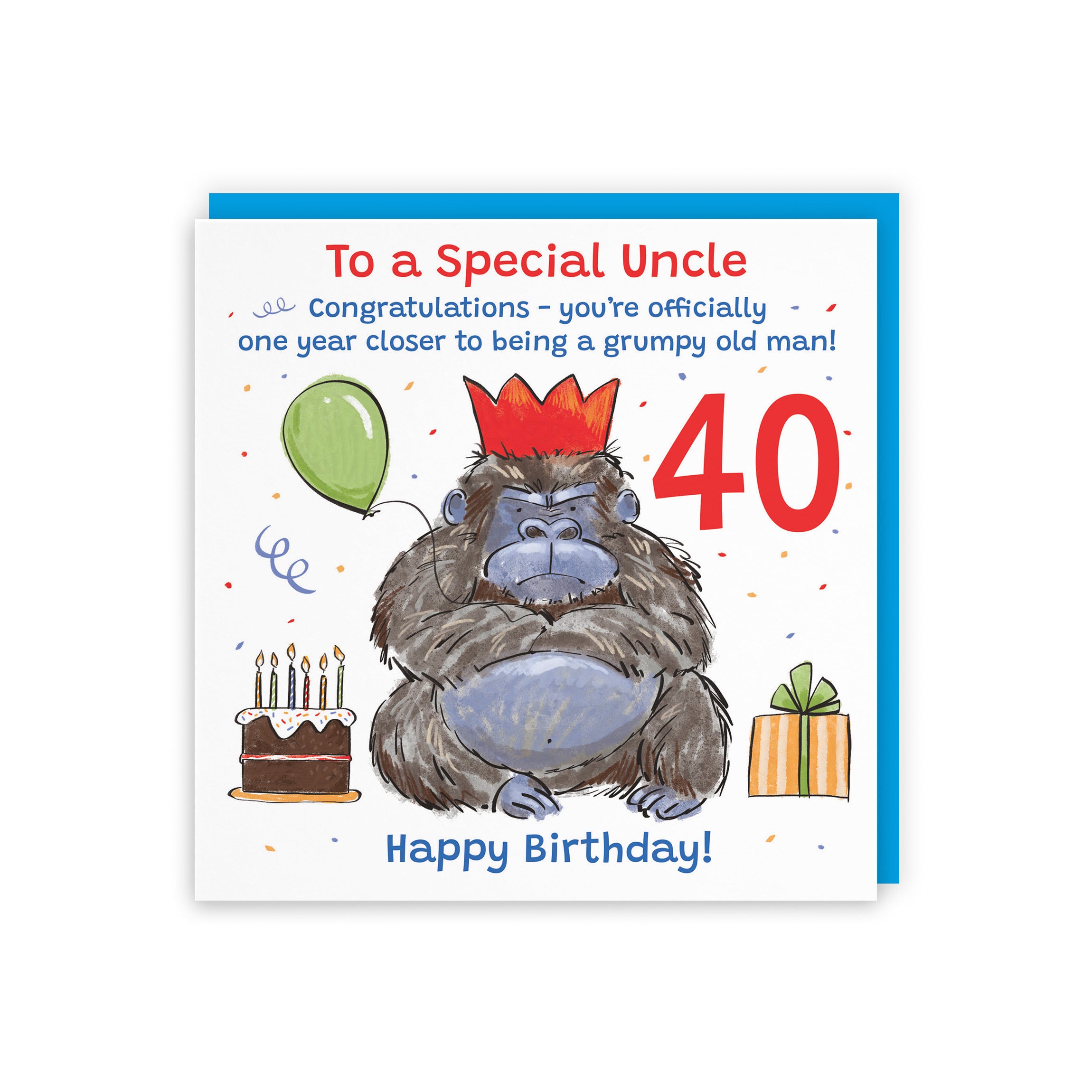 40th Uncle Birthday Card Grumpy Gorilla Animal Party - Default Title (RM00653)