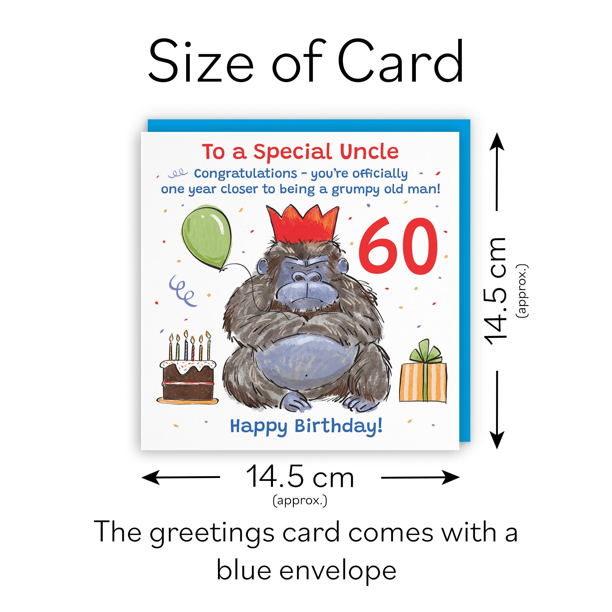 60th Uncle Birthday Card Grumpy Gorilla Animal Party - Default Title (RM00655)