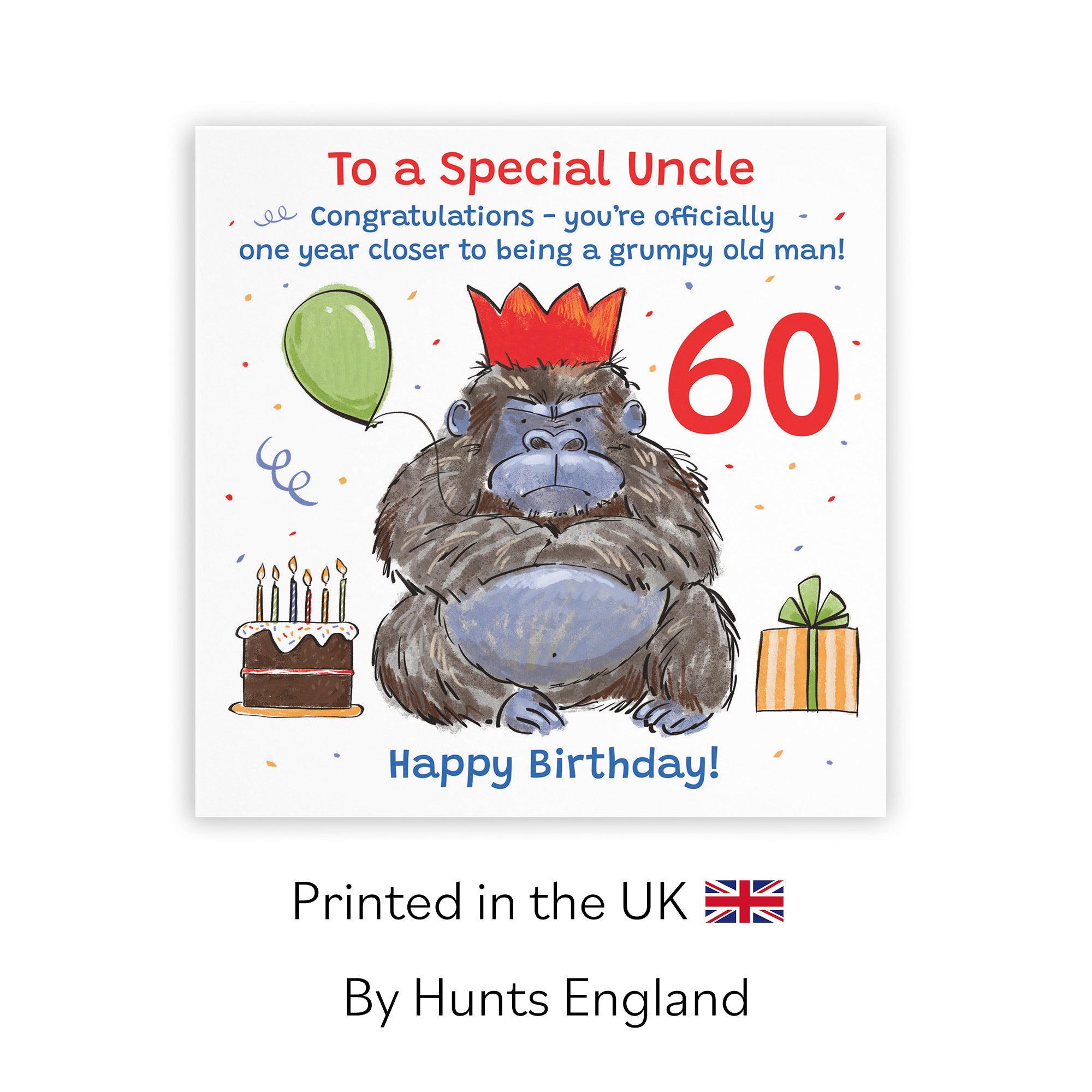 60th Uncle Birthday Card Grumpy Gorilla Animal Party - Default Title (RM00655)