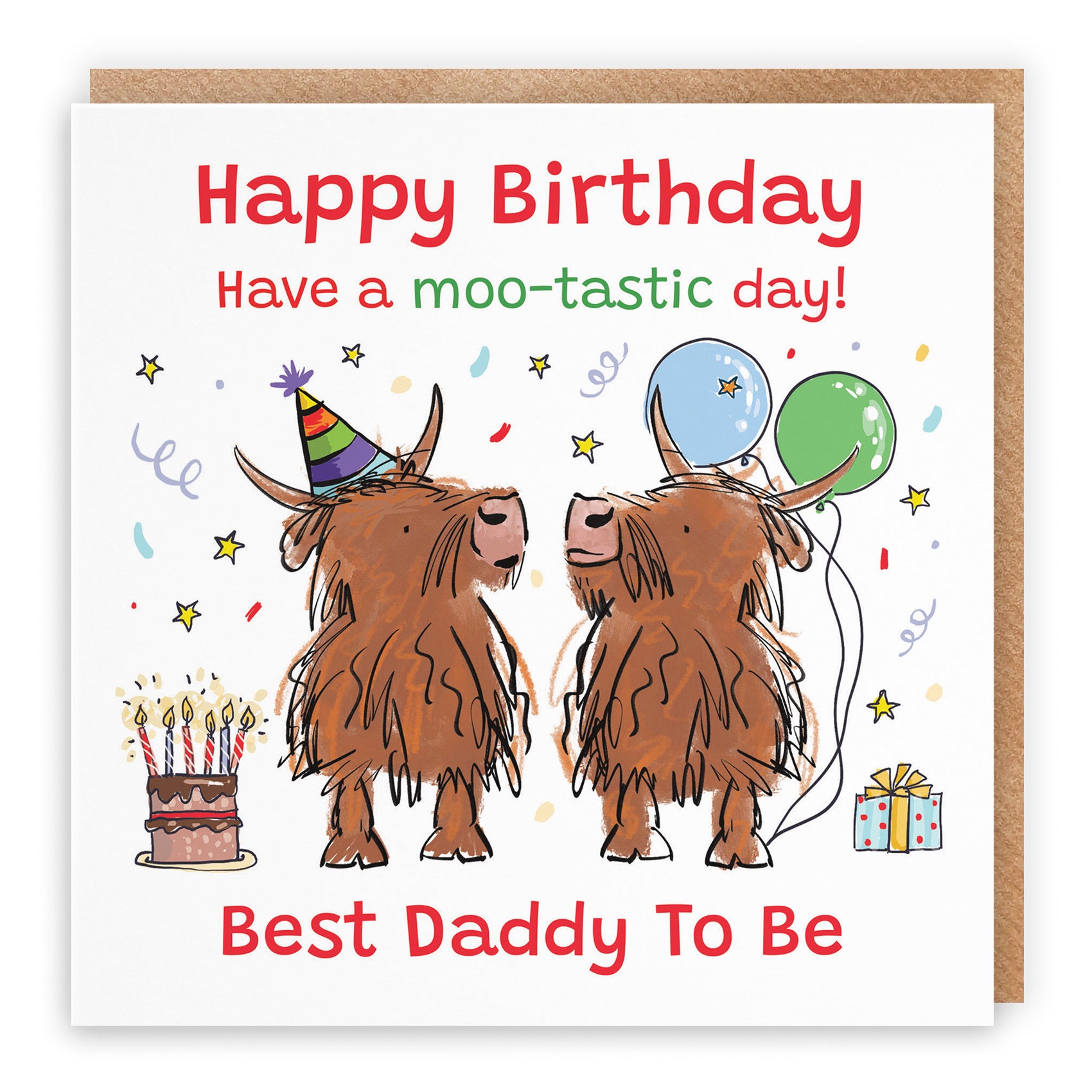 Daddy To Be Birthday Card Highland Cows Animal Party - Default Title (RM00663)