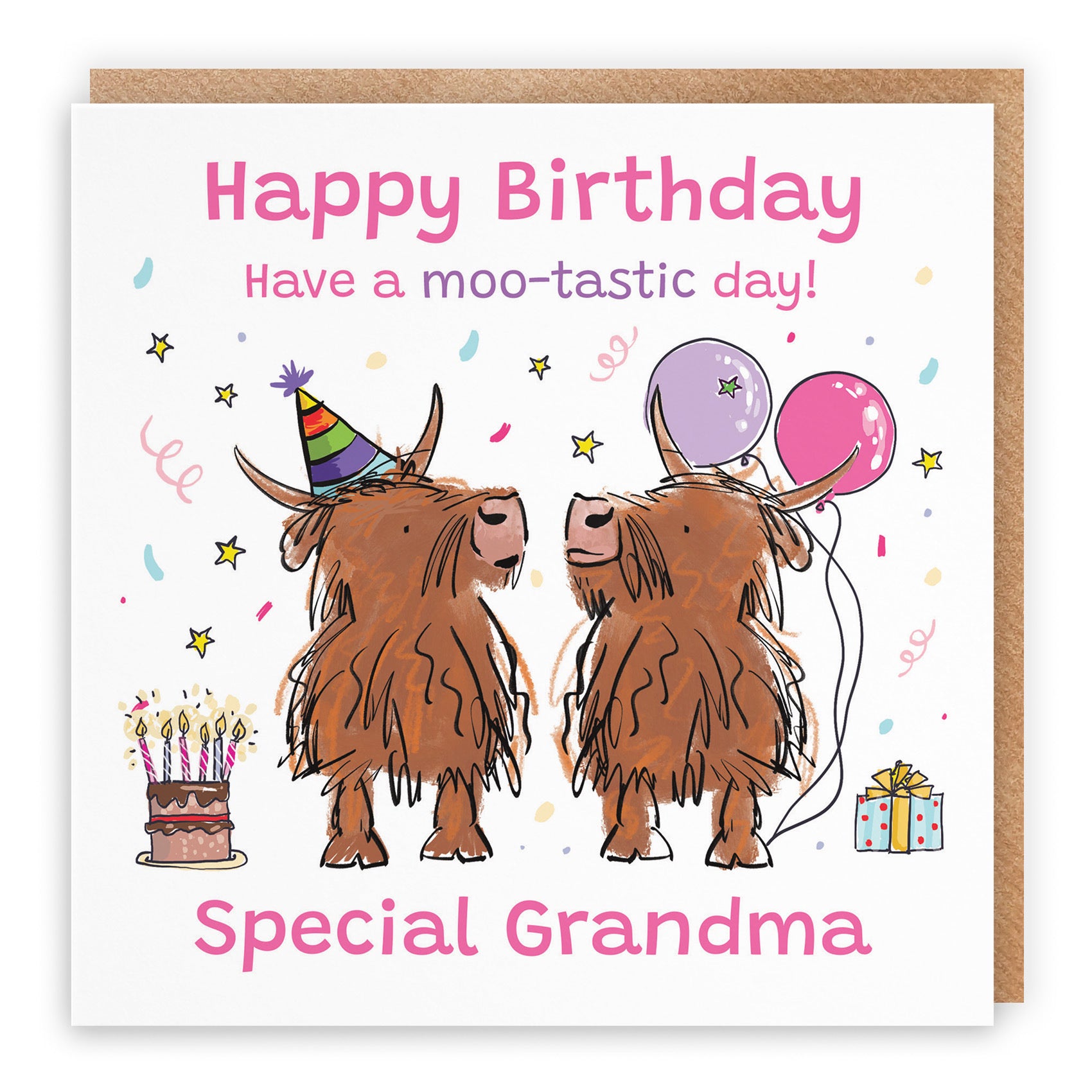Grandma Birthday Card Highland Cows Animal Party - Default Title (RM00680)