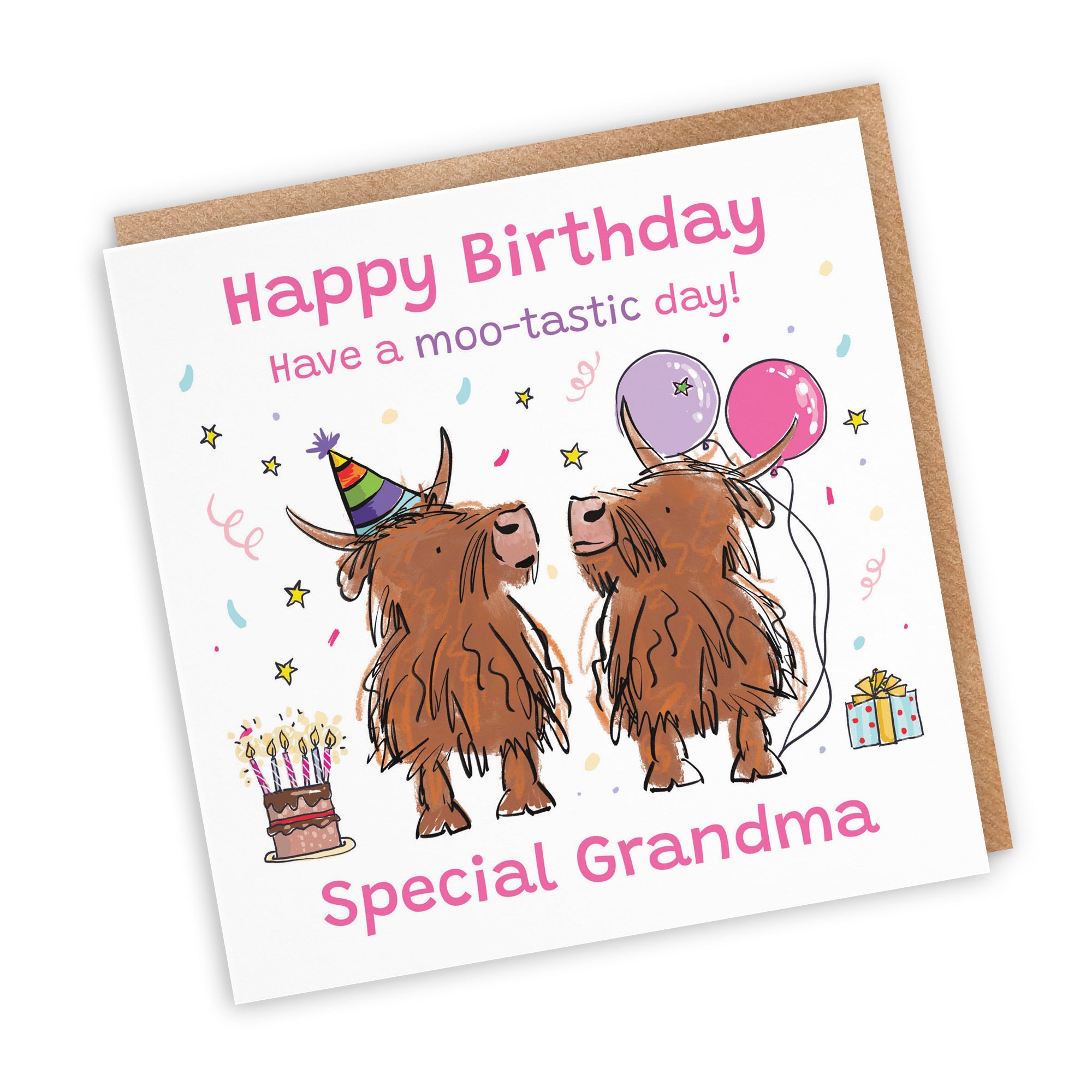 Grandma Birthday Card Highland Cows Animal Party - Default Title (RM00680)