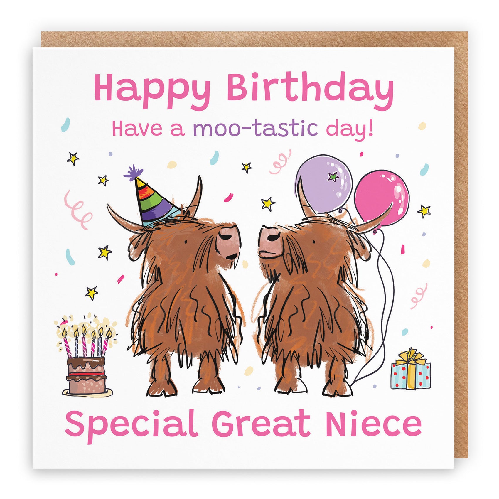 Great Niece Birthday Card Highland Cows Animal Party - Default Title (RM00682)