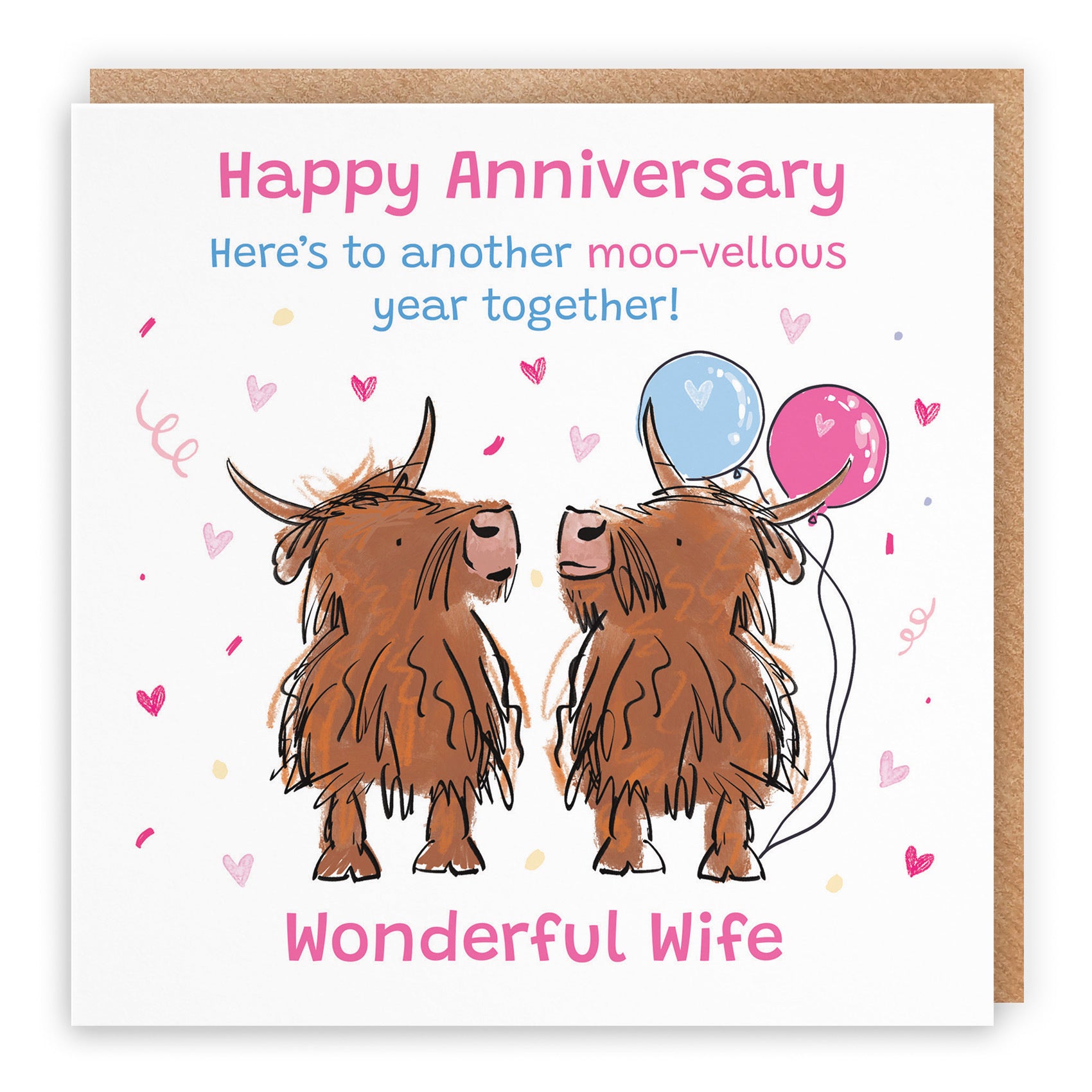 Wife Anniversary Card Highland Cows Animal Party - Default Title (RM00695)