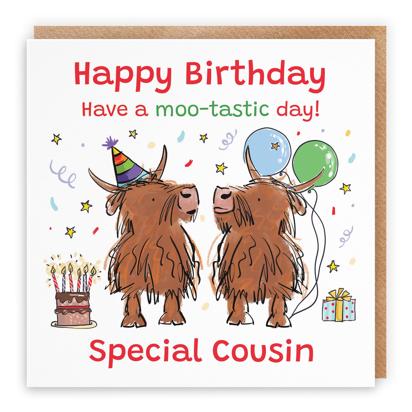 Cousin Birthday Card Highland Cows Animal Party - Default Title (RM00702)