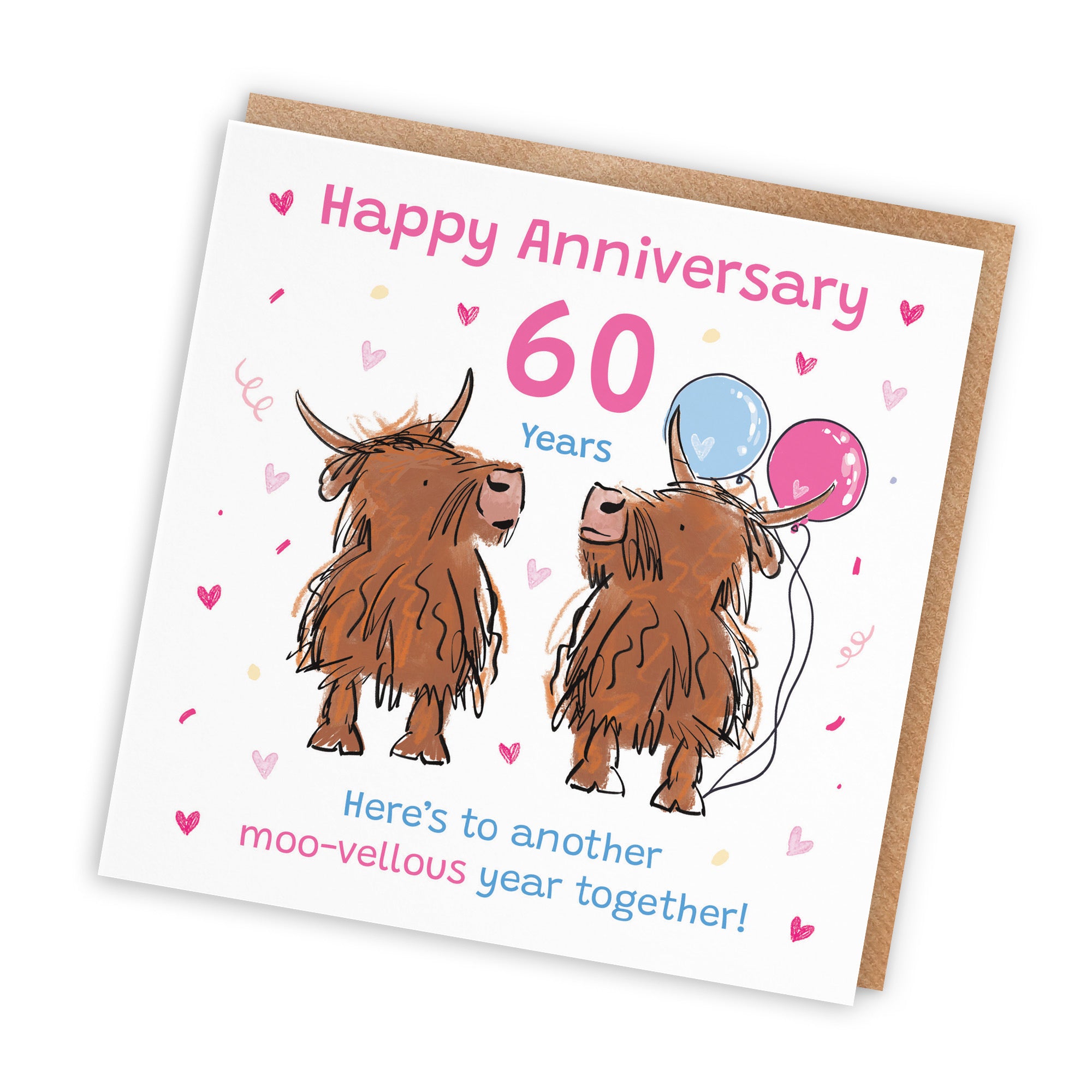 60th Anniversary Card Highland Cows Animal Party - Default Title (RM00704)
