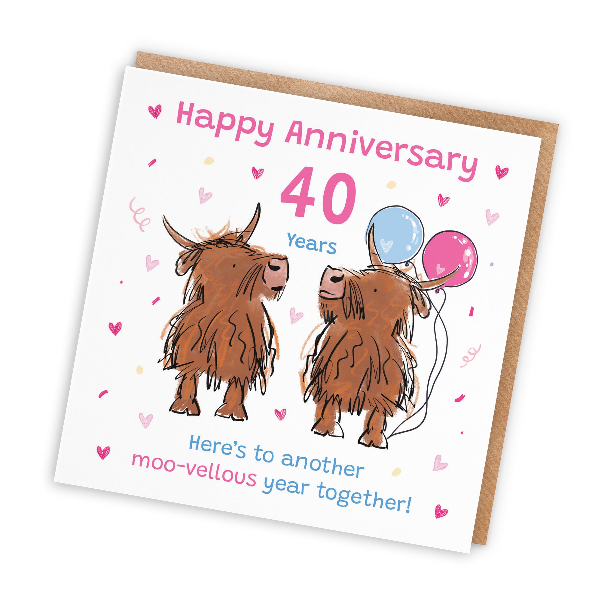 40th Anniversary Card Highland Cows Animal Party - Default Title (RM00708)