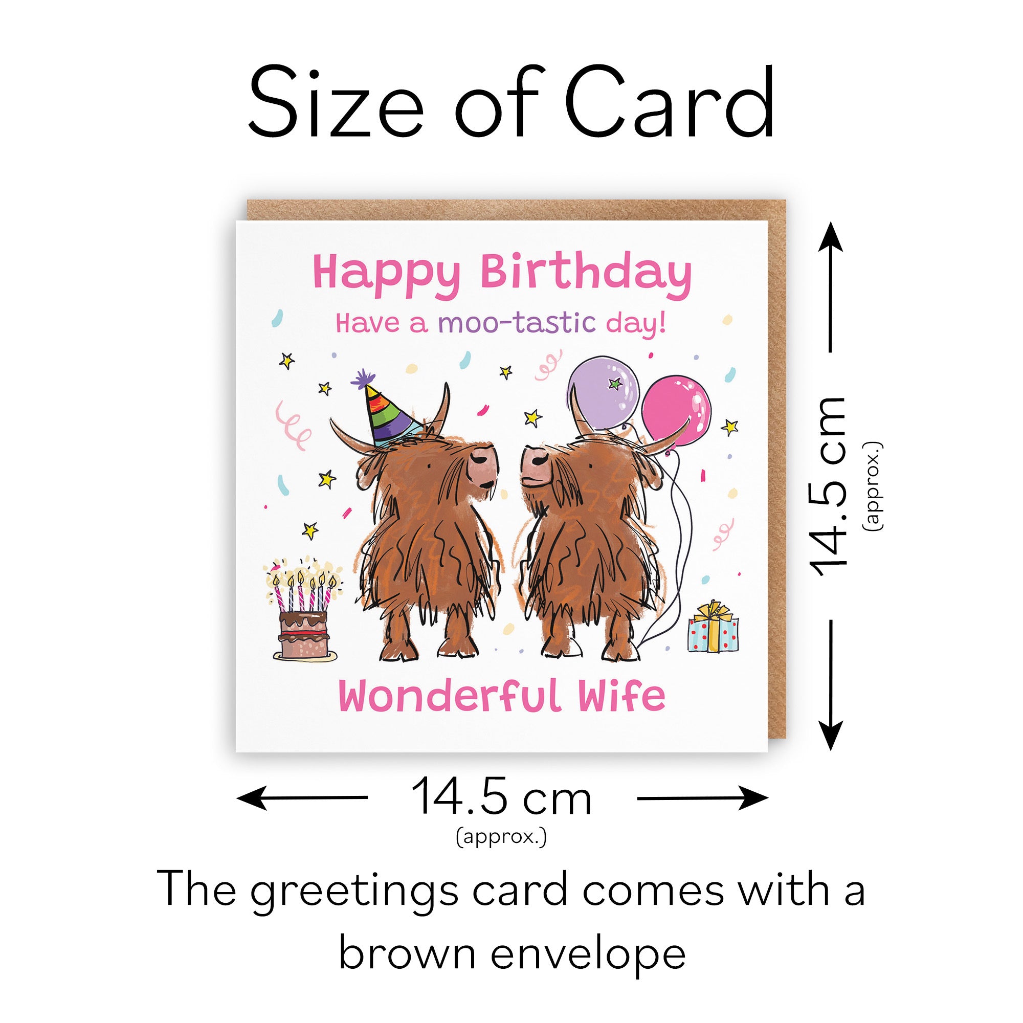 Wife Birthday Card Highland Cows Animal Party - Default Title (RM00712)