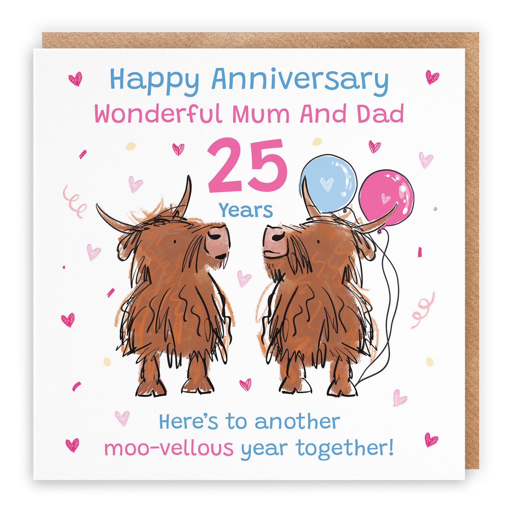 25th Mum And Dad Anniversary Card Highland Cows Animal Party - Default Title (RM00713)