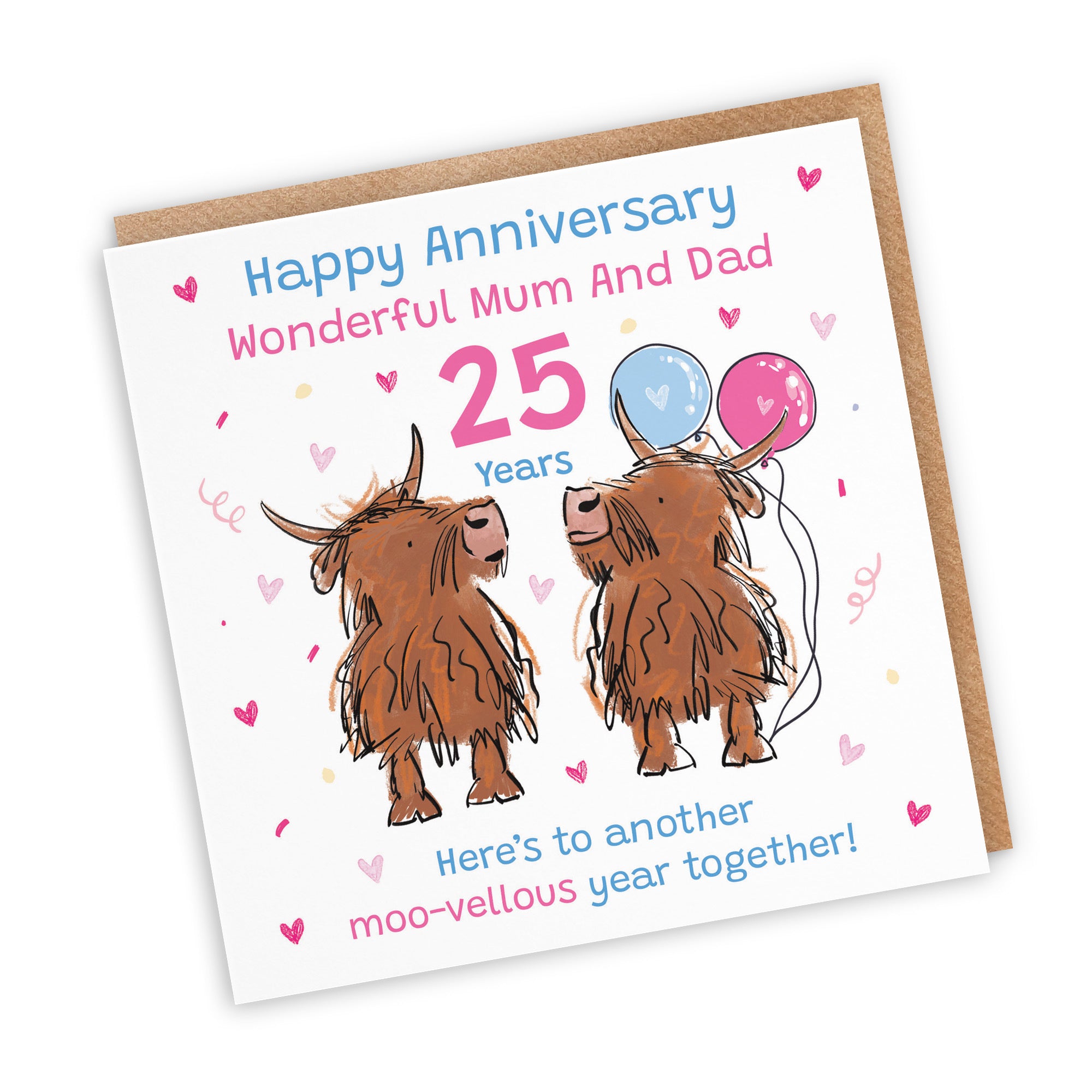25th Mum And Dad Anniversary Card Highland Cows Animal Party - Default Title (RM00713)