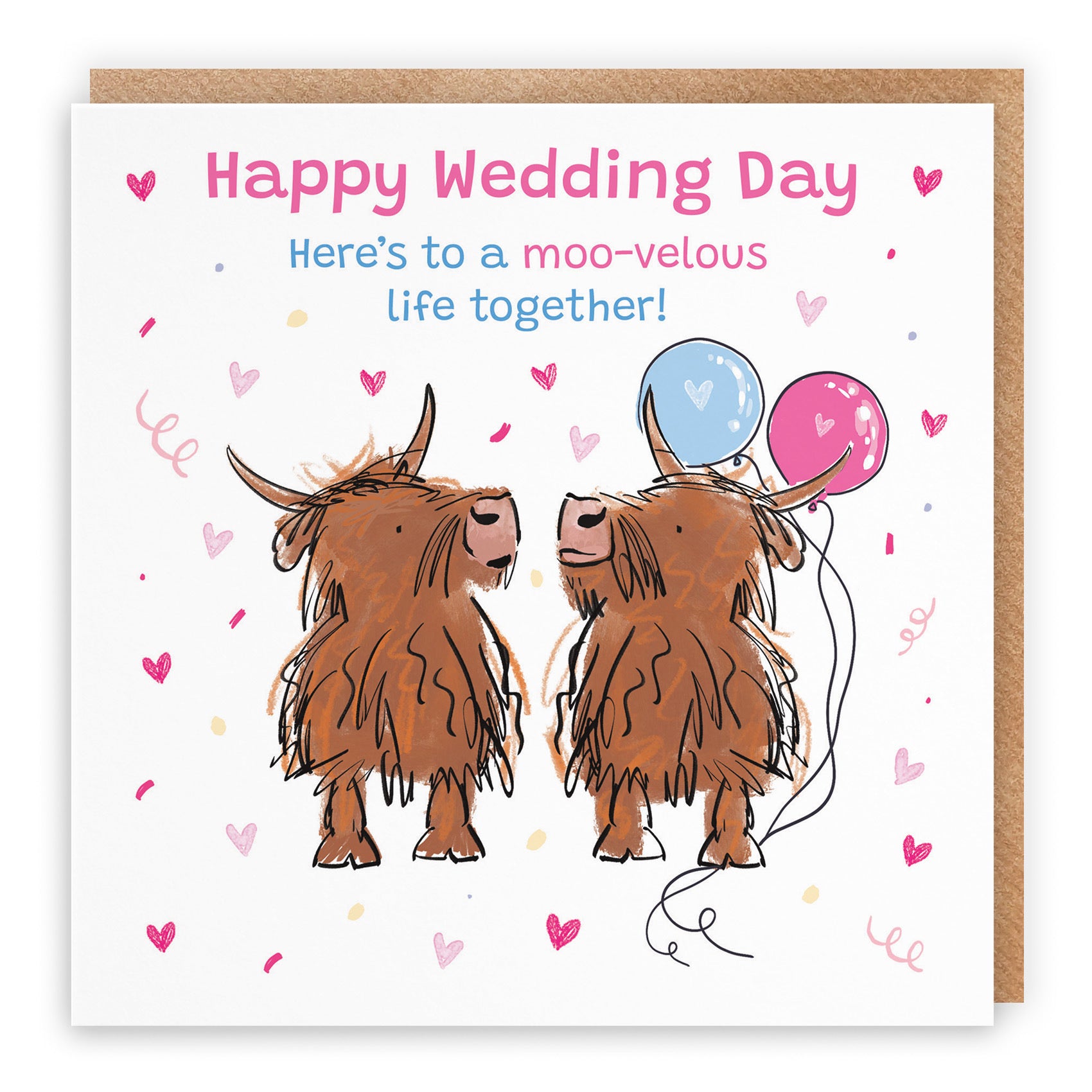 Wedding Day Card Highland Cows Animal Party - Default Title (RM00714)