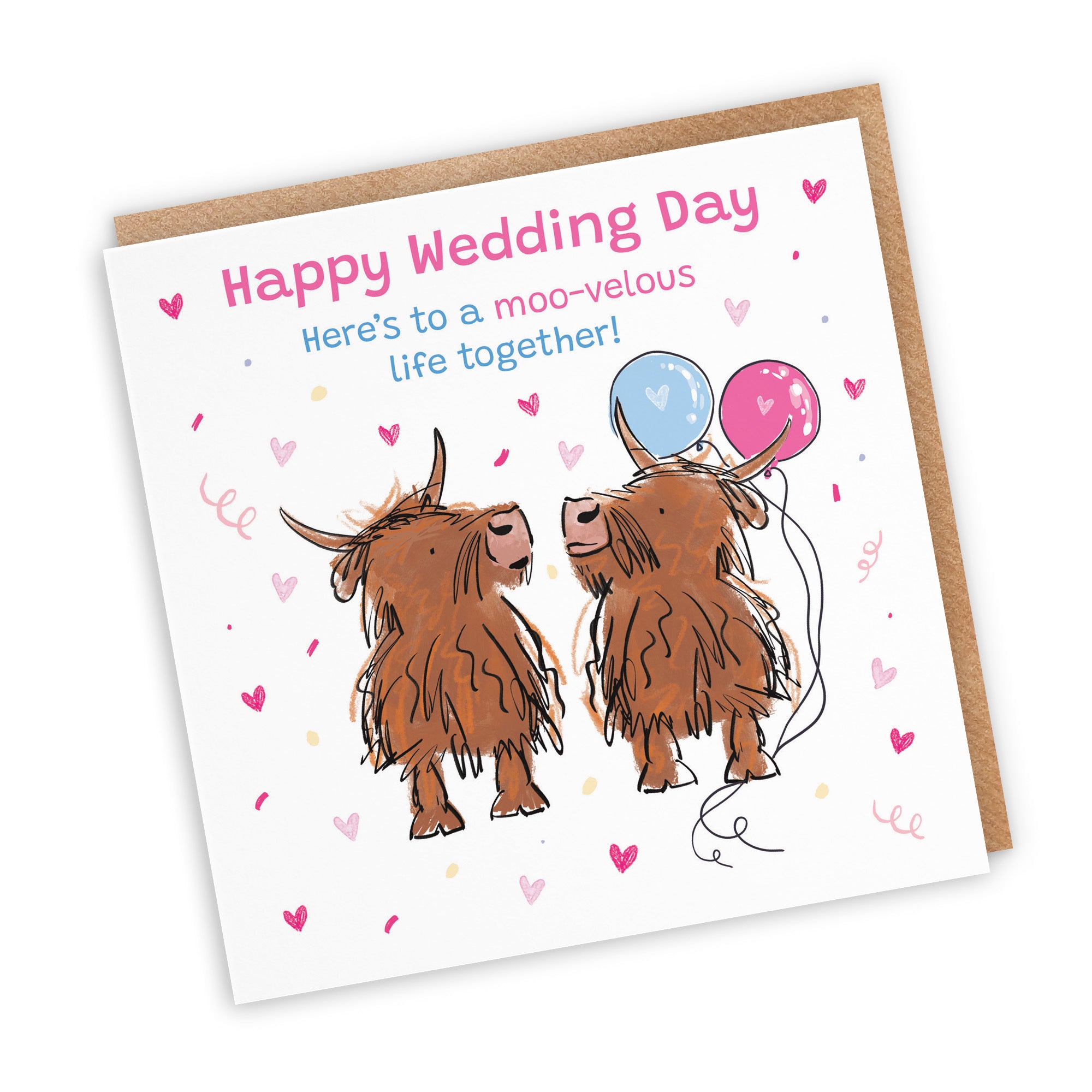Wedding Day Card Highland Cows Animal Party - Default Title (RM00714)
