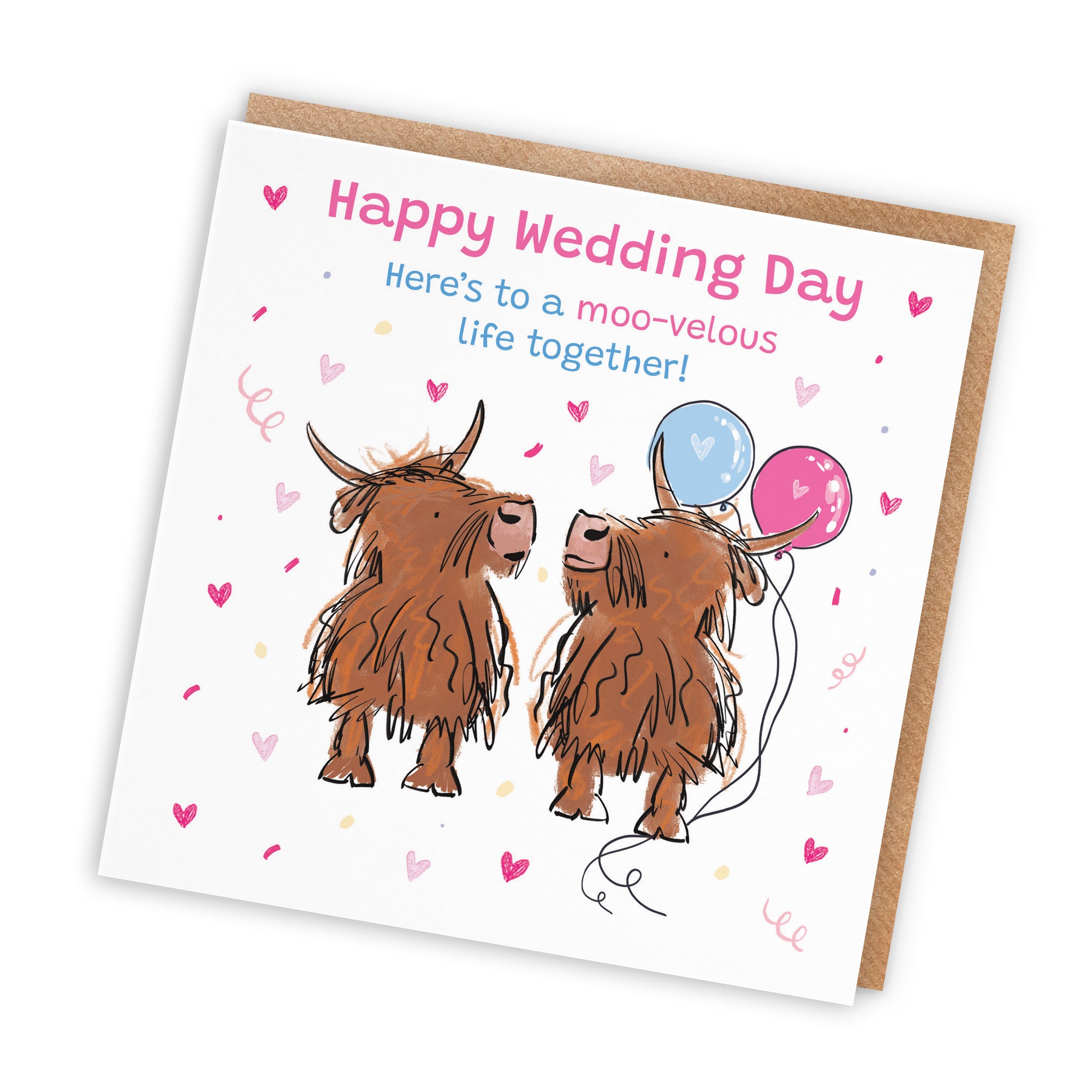 Wedding Day Card Highland Cows Animal Party - Default Title (RM00714)