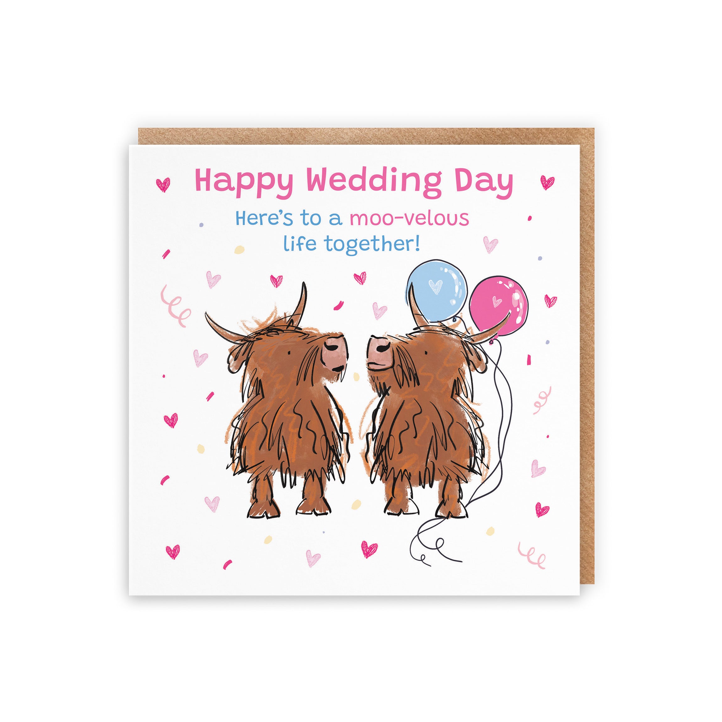 Wedding Day Card Highland Cows Animal Party - Default Title (RM00714)