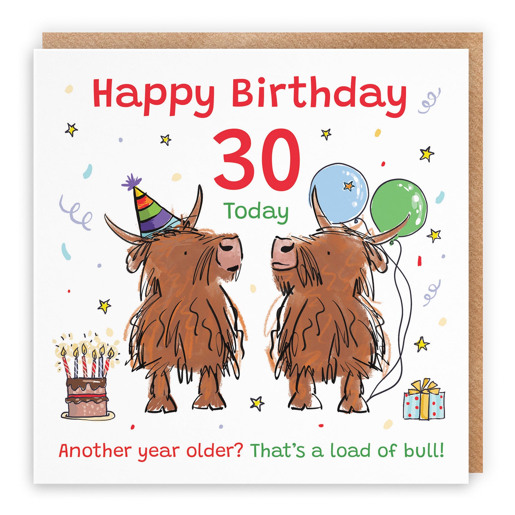 30th Birthday Card Highland Cows Animal Party - Default Title (RM00716)