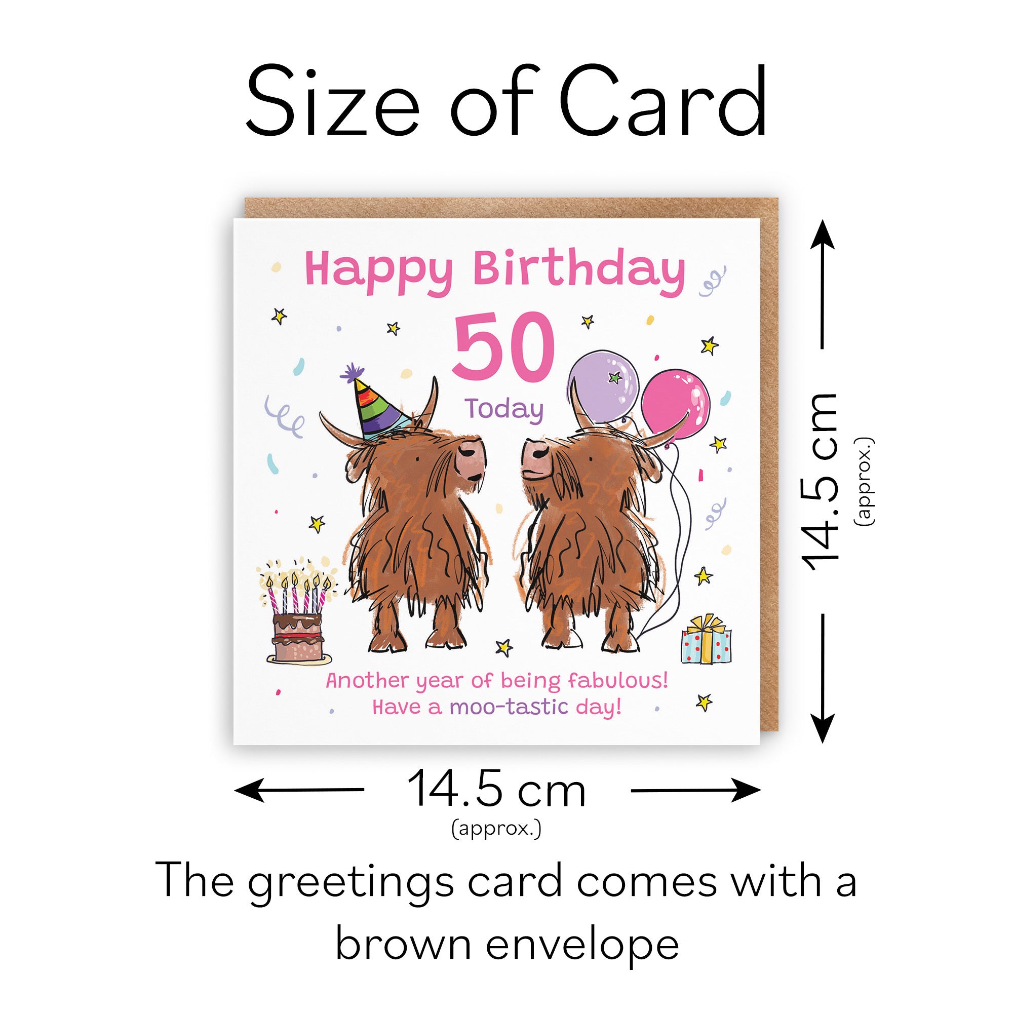 Women's 50th Birthday Card Highland Cows Animal Party - Default Title (RM00719)