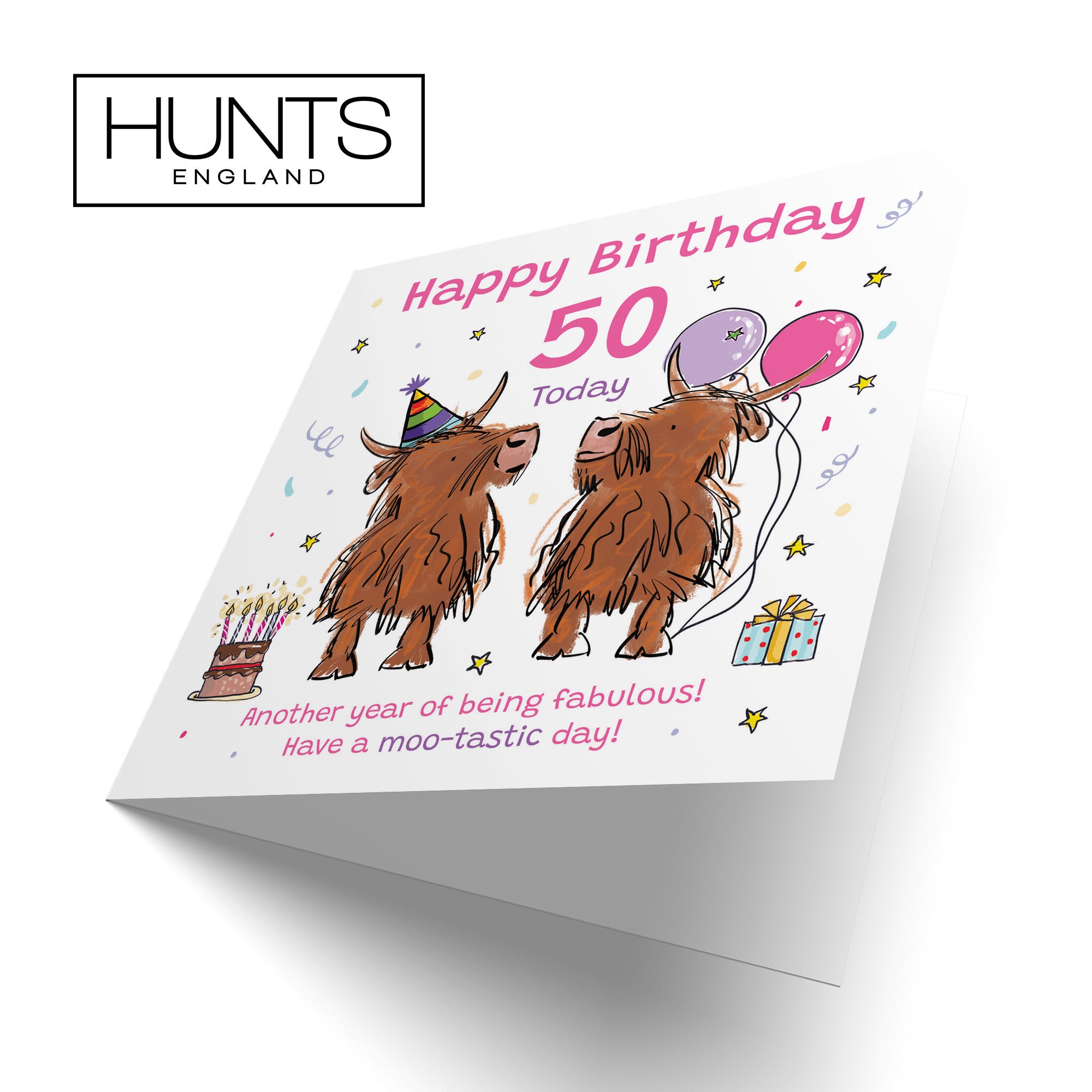 Women's 50th Birthday Card Highland Cows Animal Party - Default Title (RM00719)