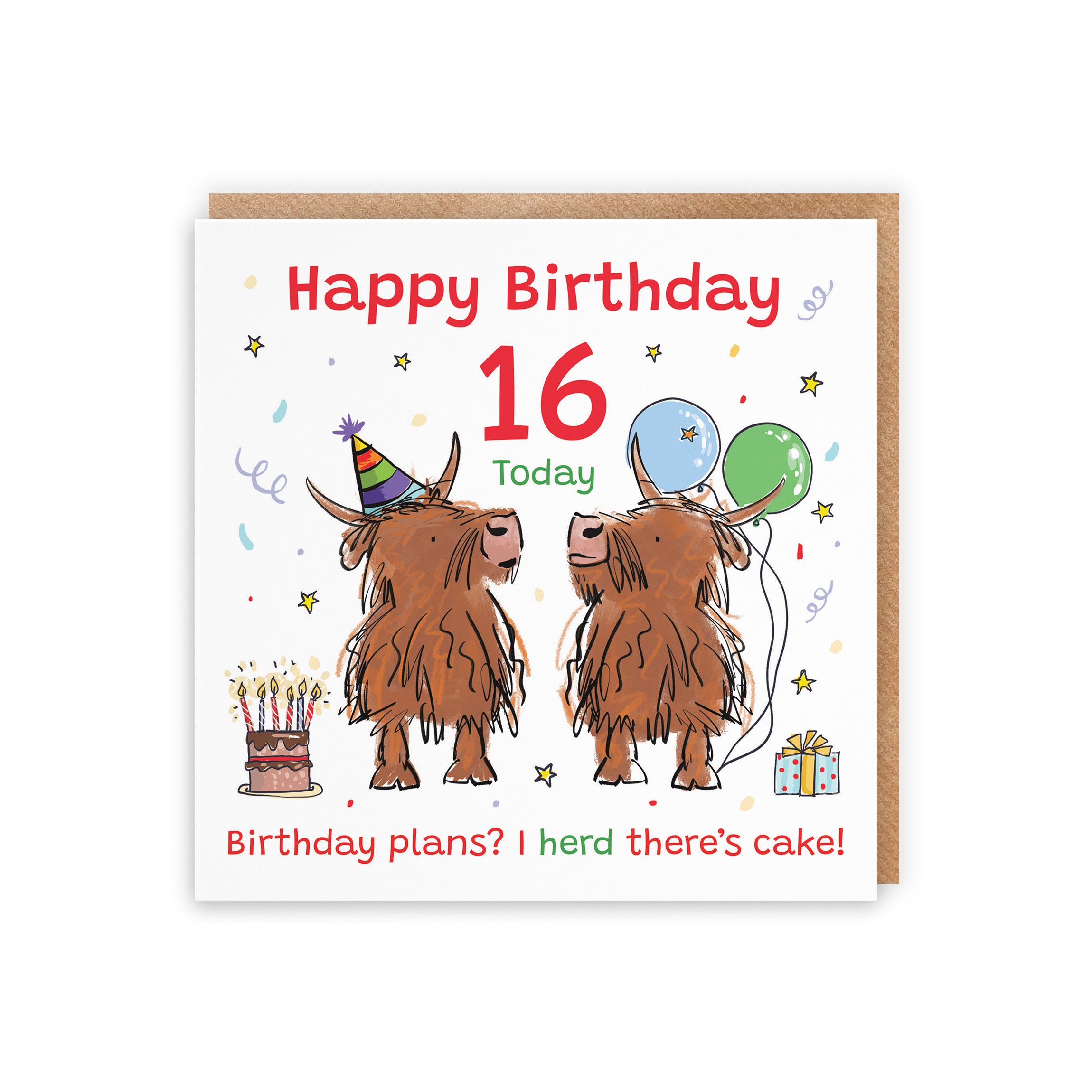 16th Birthday Card Highland Cows Animal Party - Default Title (RM00720)