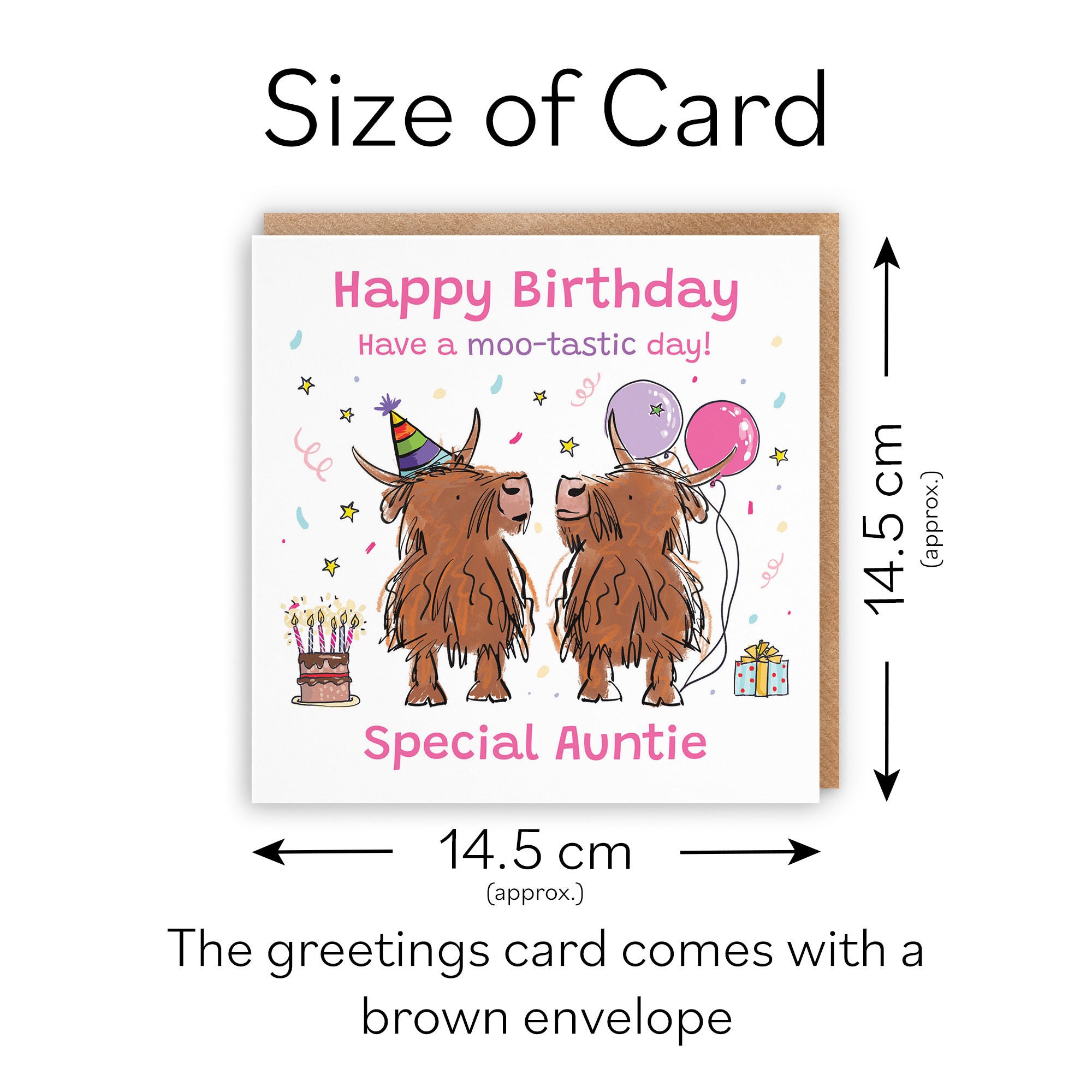 Auntie Birthday Card Highland Cows Animal Party - Default Title (RM00721)
