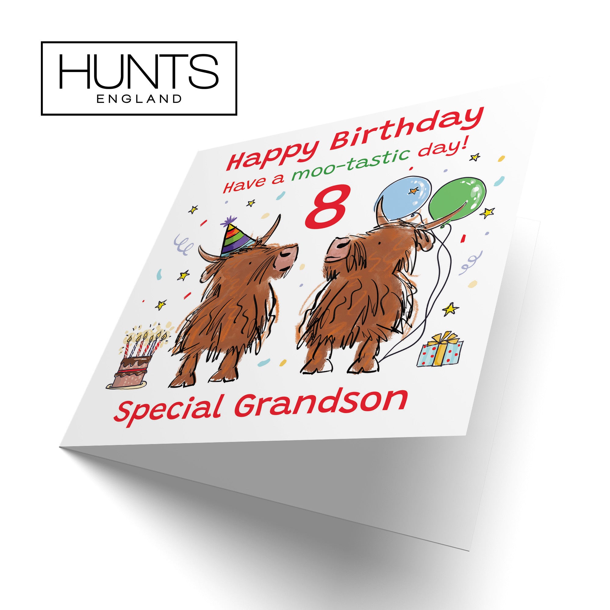 8th Grandson Birthday Card Highland Cows Animal Party - Default Title (RM00722)