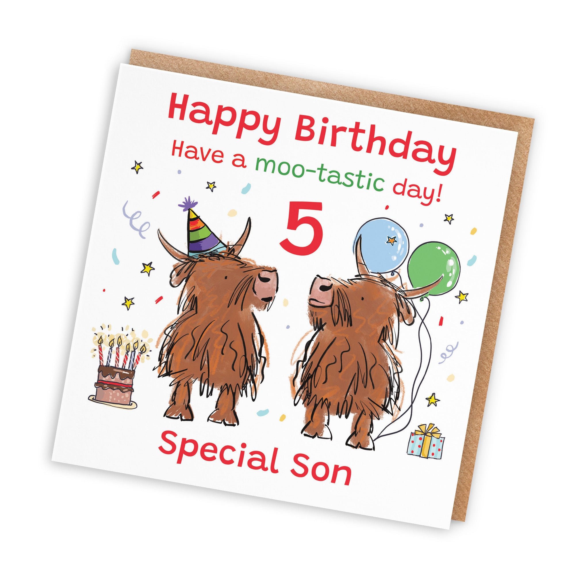 5th Son Birthday Card Highland Cows Animal Party - Default Title (RM00723)