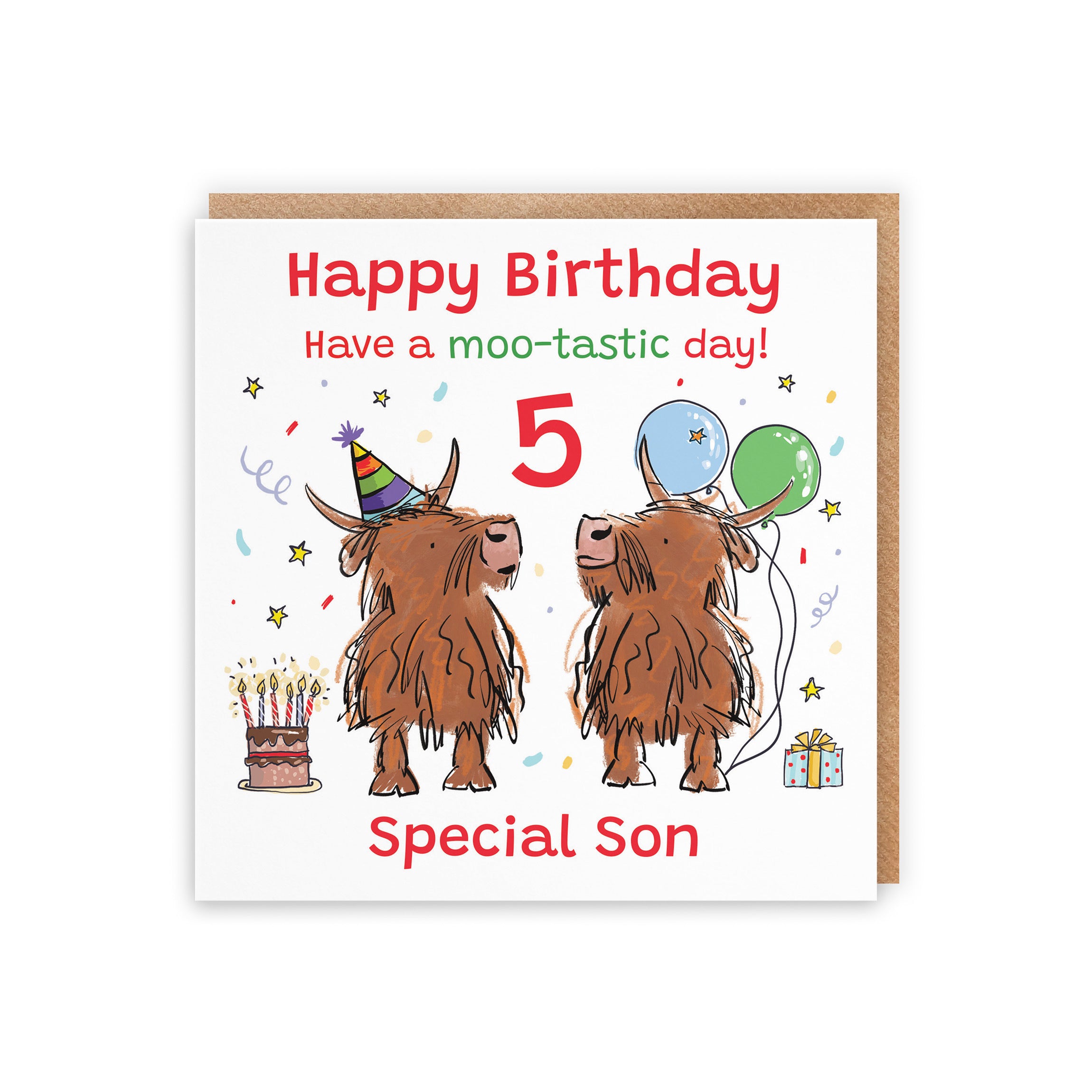 5th Son Birthday Card Highland Cows Animal Party - Default Title (RM00723)