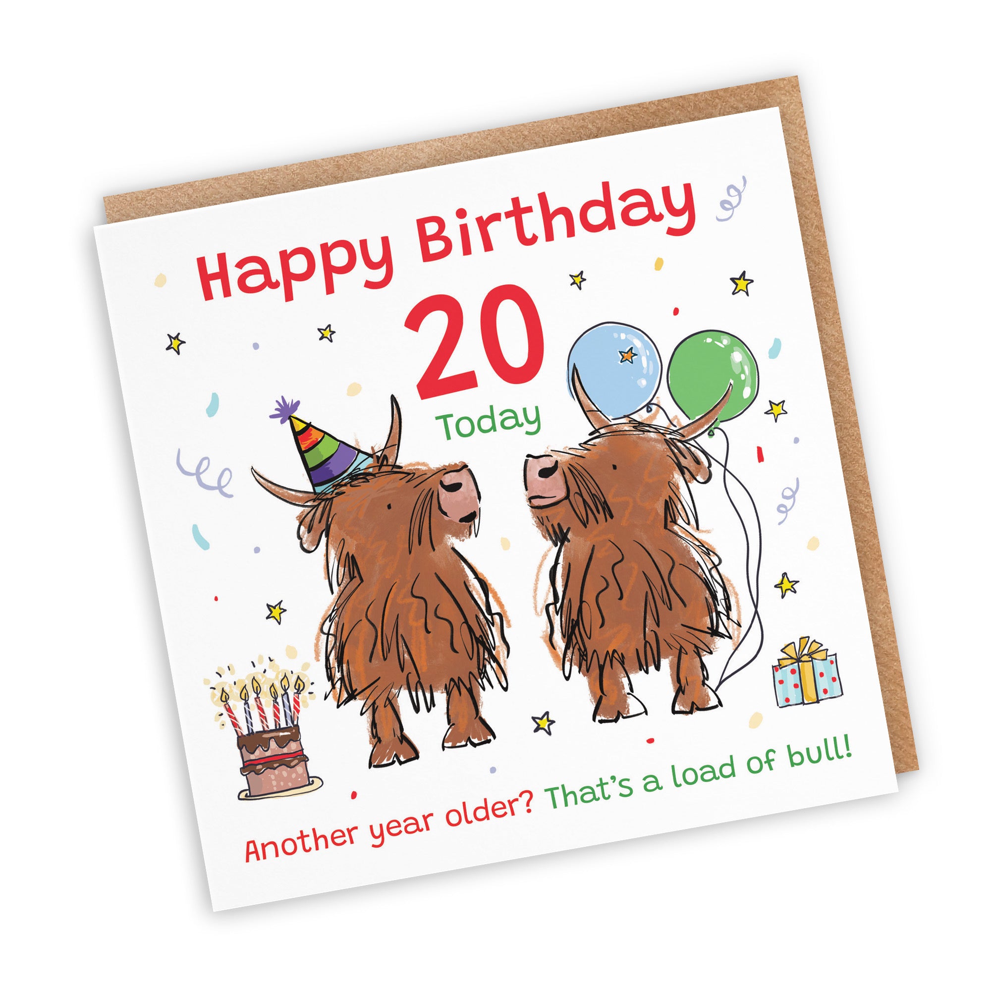 20th Birthday Card Highland Cows Animal Party - Default Title (RM00727)