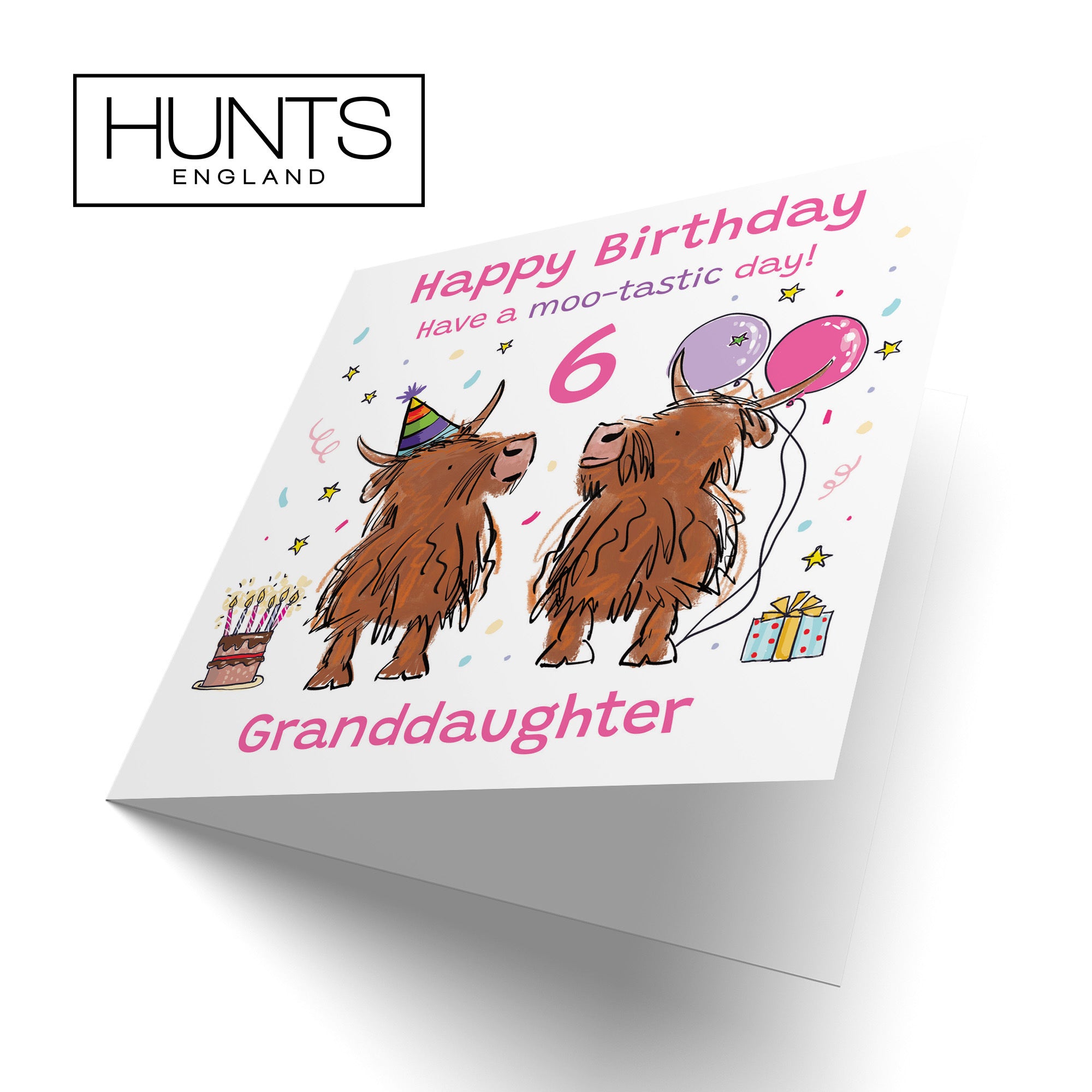 6th Granddaughter Birthday Card Highland Cows Animal Party - Default Title (RM00728)