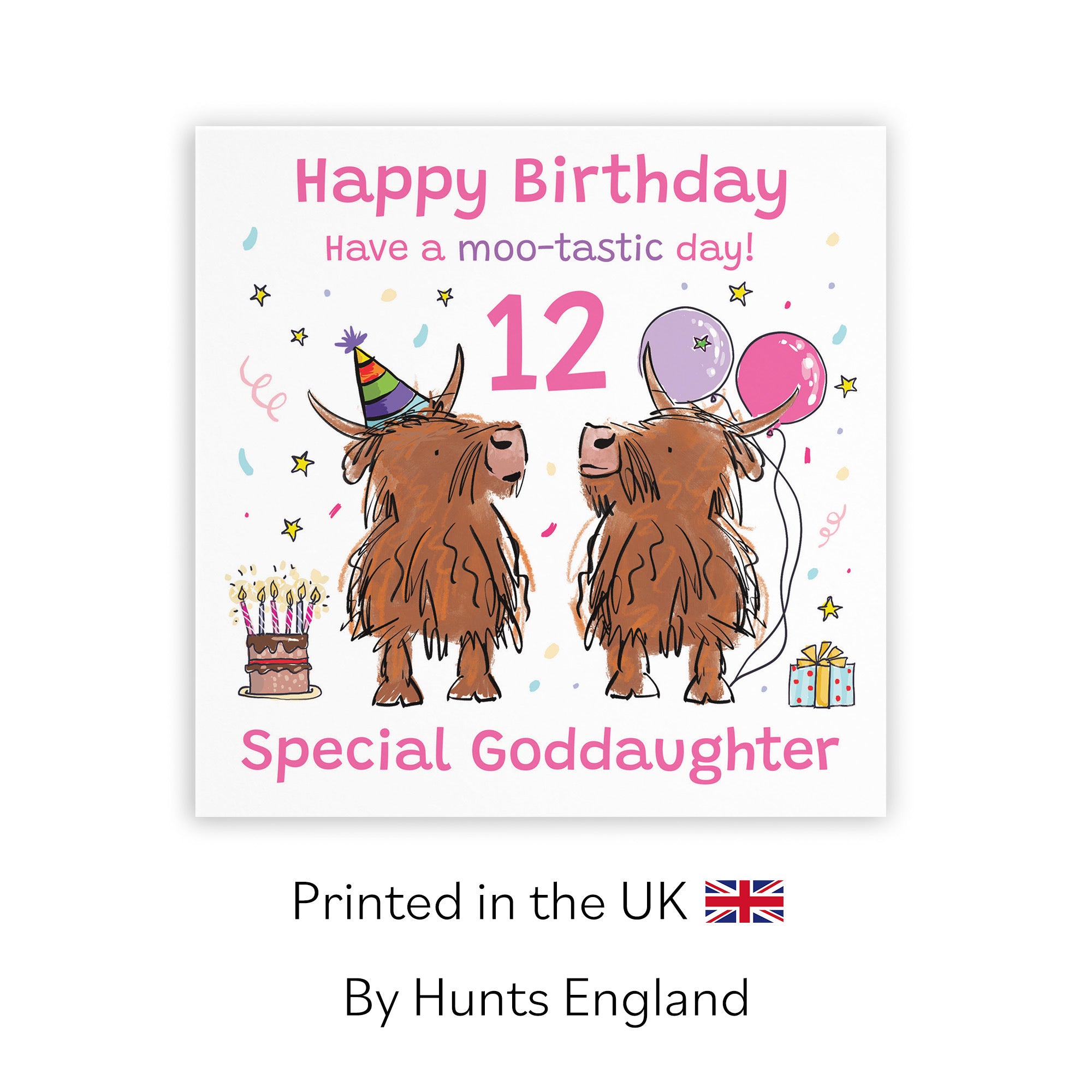 12th Goddaughter Birthday Card Highland Cows Animal Party - Default Title (RM00731)