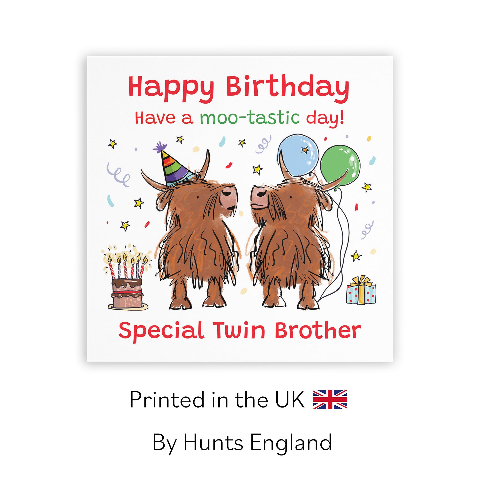 Twin Brother Birthday Card Highland Cows Animal Party - Default Title (RM00732)