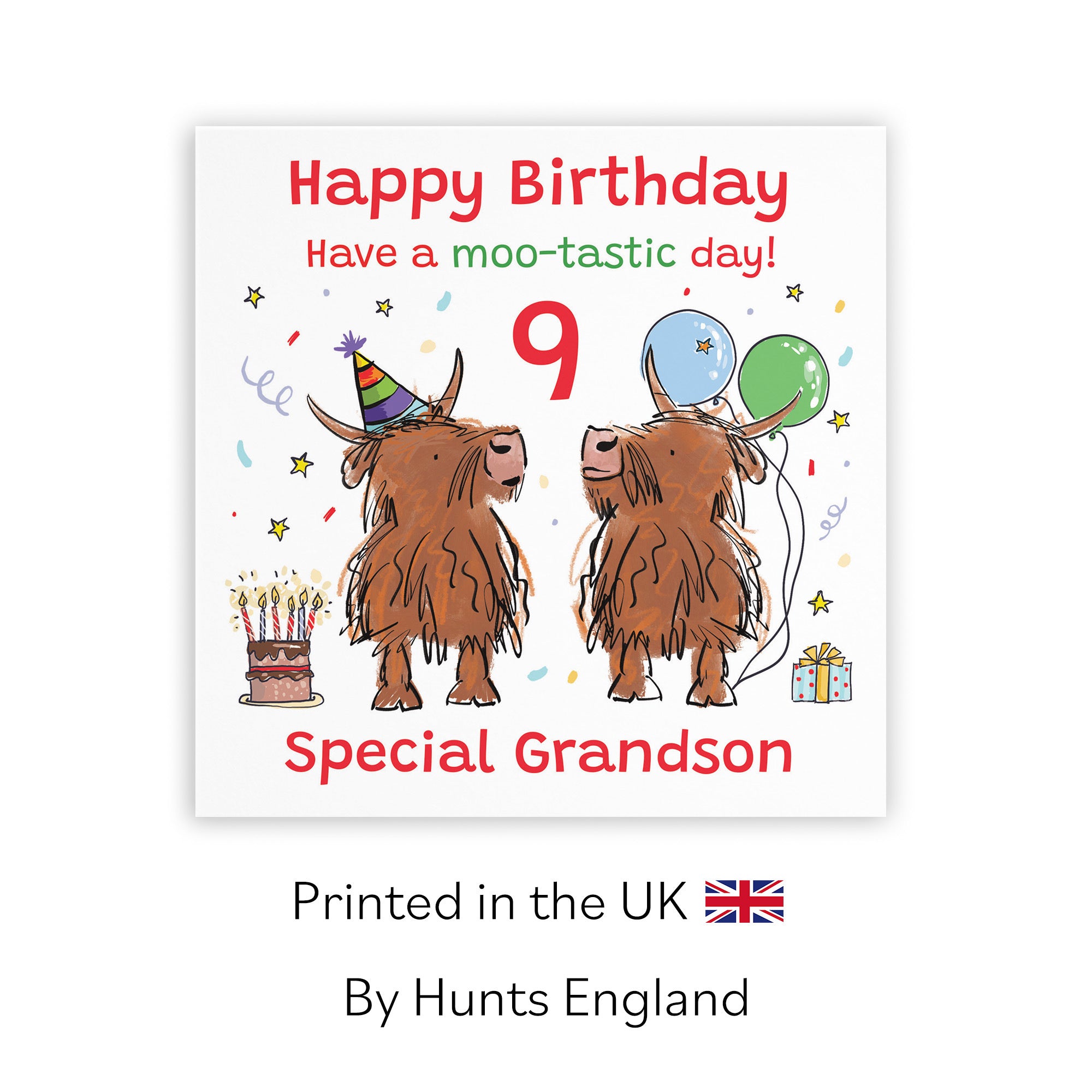 9th Grandson Birthday Card Highland Cows Animal Party - Default Title (RM00734)