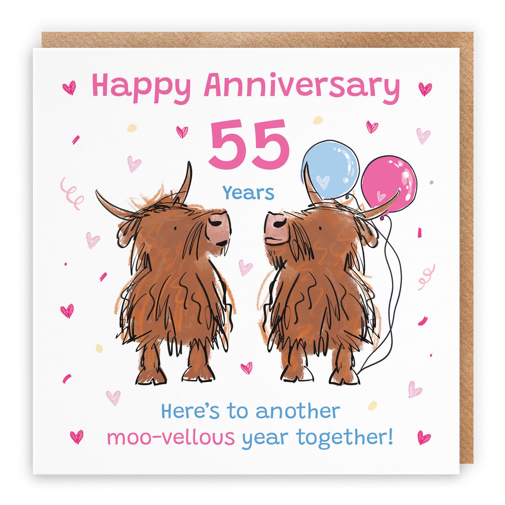 55th Anniversary Card Highland Cows Animal Party - Default Title (RM00735)