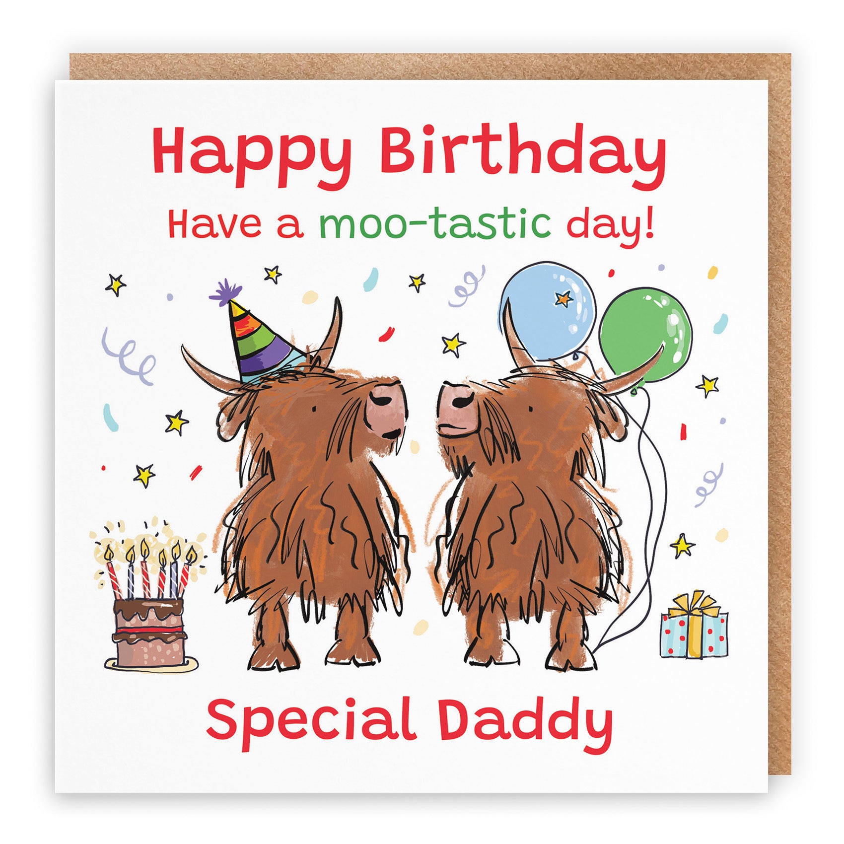 Daddy Birthday Card Highland Cows Animal Party - Default Title (RM00739)