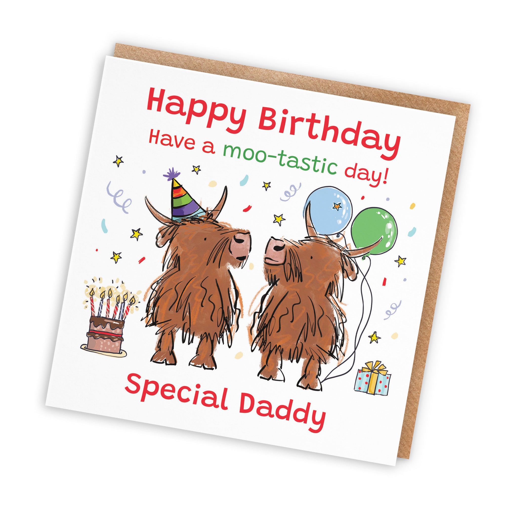 Daddy Birthday Card Highland Cows Animal Party - Default Title (RM00739)
